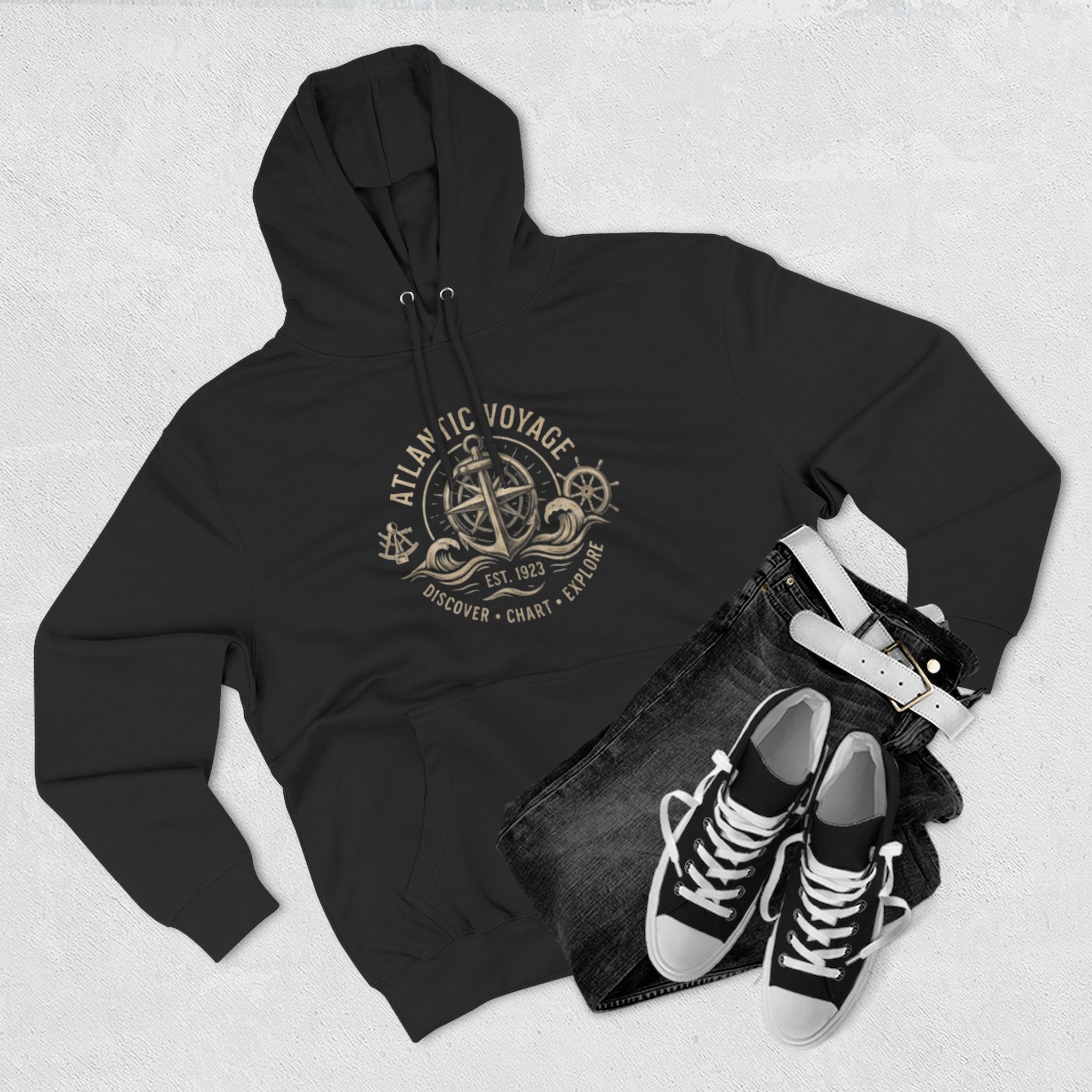 Nautical Anchor Compass Hoodie — Atlantic Voyage Graphic Pullover - Image 15