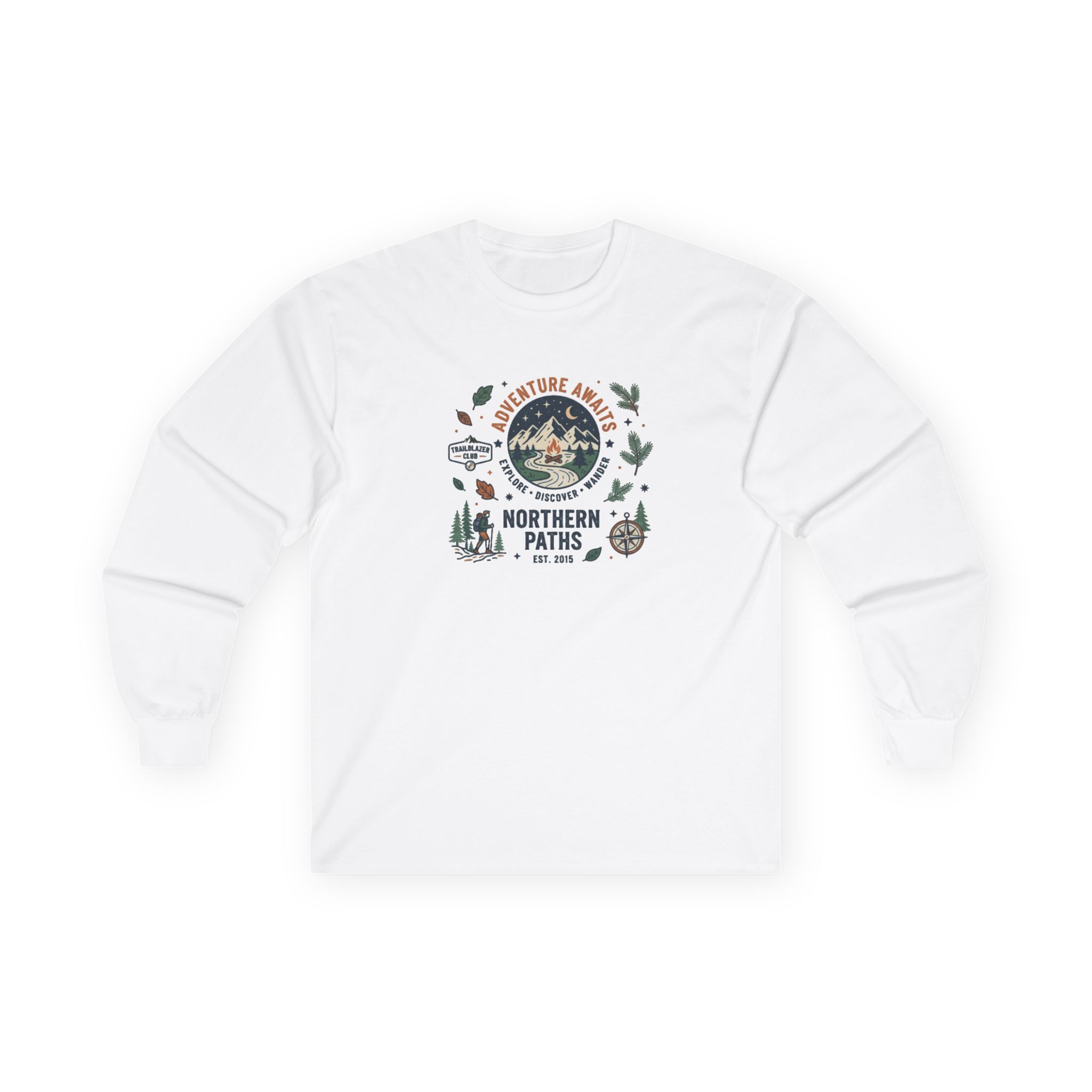Northern Paths Nature Long Sleeve Tee — Adventure Patch Graphic - Image 6