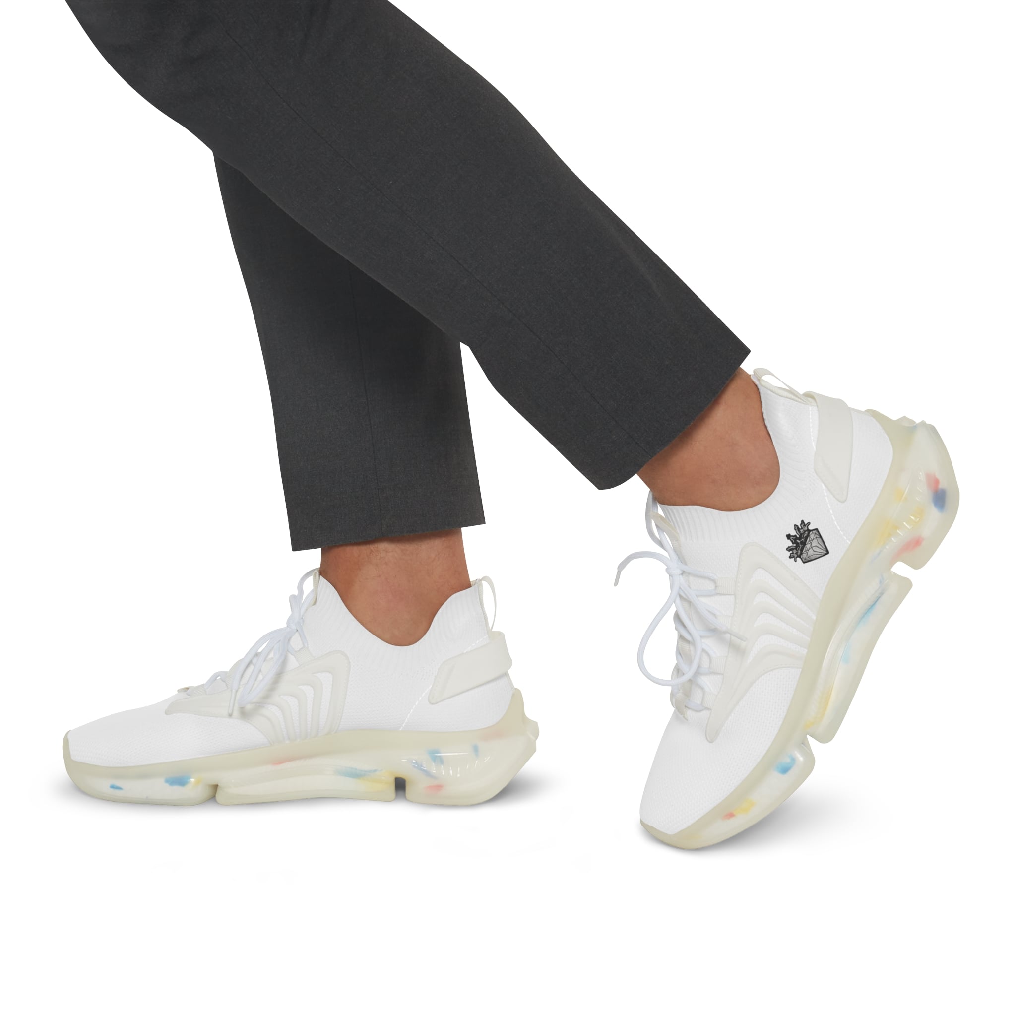 DIAMOND AND CO Men's White Mesh Sneakers — Lightweight Breathable Athletic Shoes with Speckled Sole