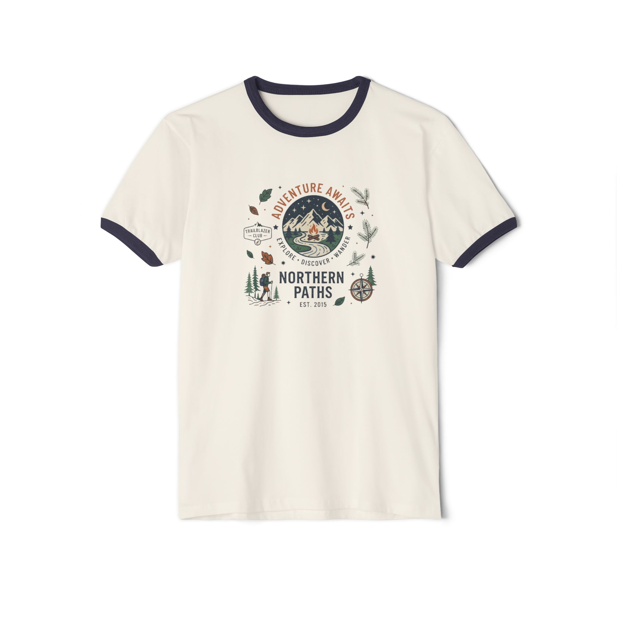 Northern Paths Ringer T‑Shirt — Adventure Awaits Outdoor Graphic Tee - Image 9