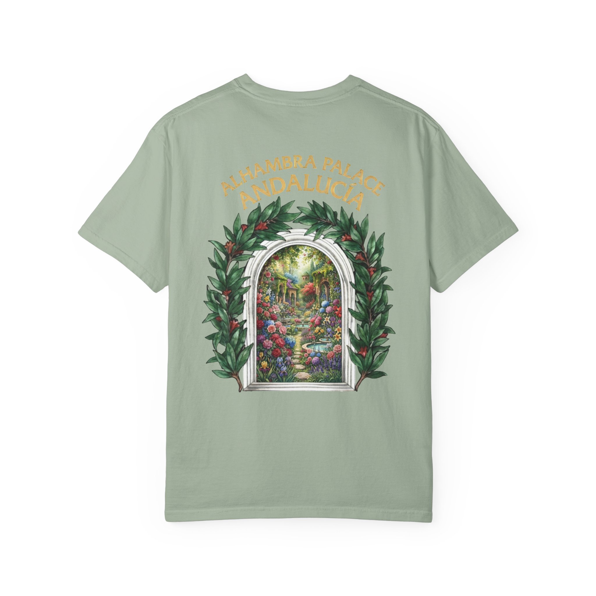 ALHAMBRA PALACE ANDALUCIA T‑Shirt — Vintage Floral Arch Travel Tee - Image 51