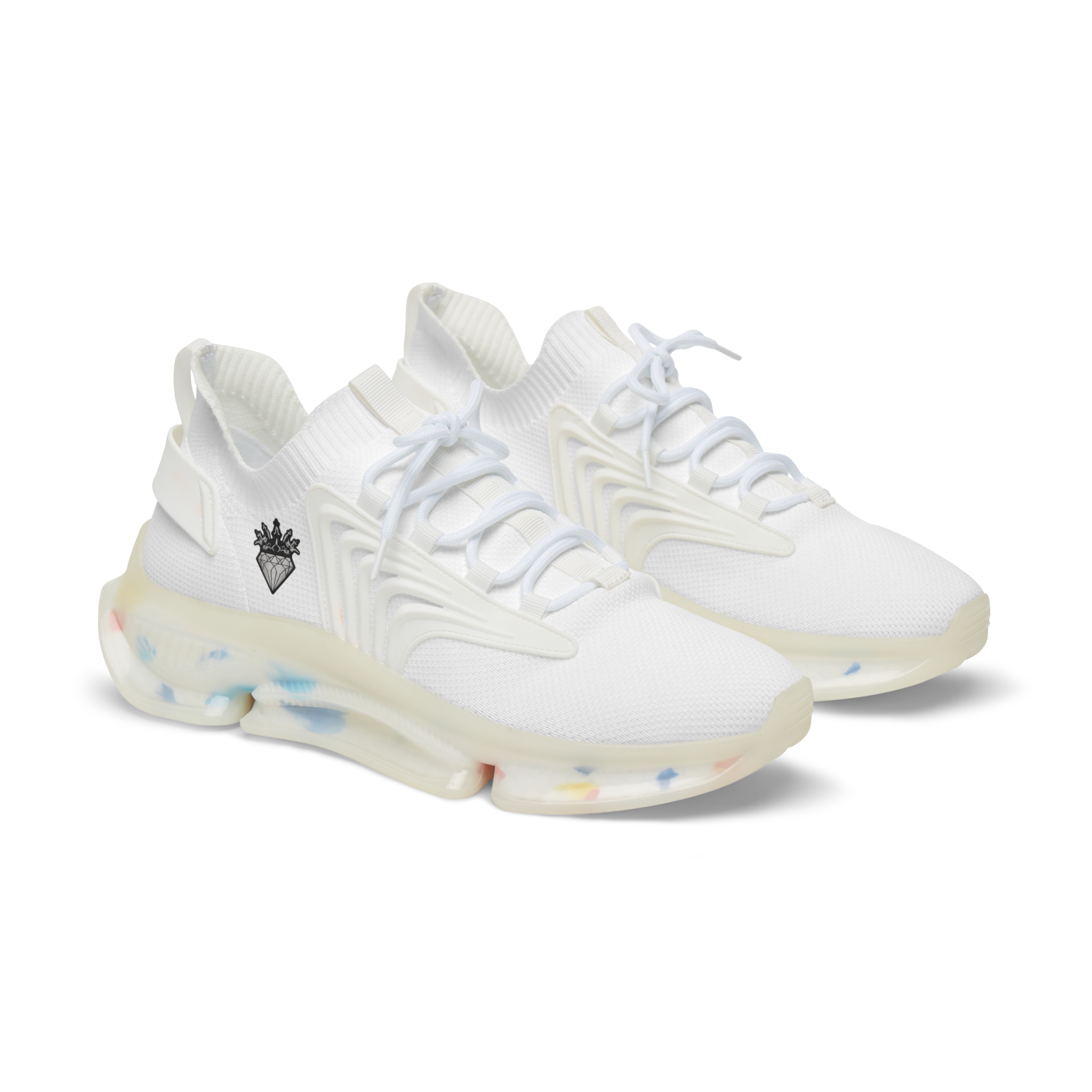 DIAMOND AND CO Men's White Mesh Sneakers — Lightweight Breathable Athletic Shoes with Speckled Sole - Image 3