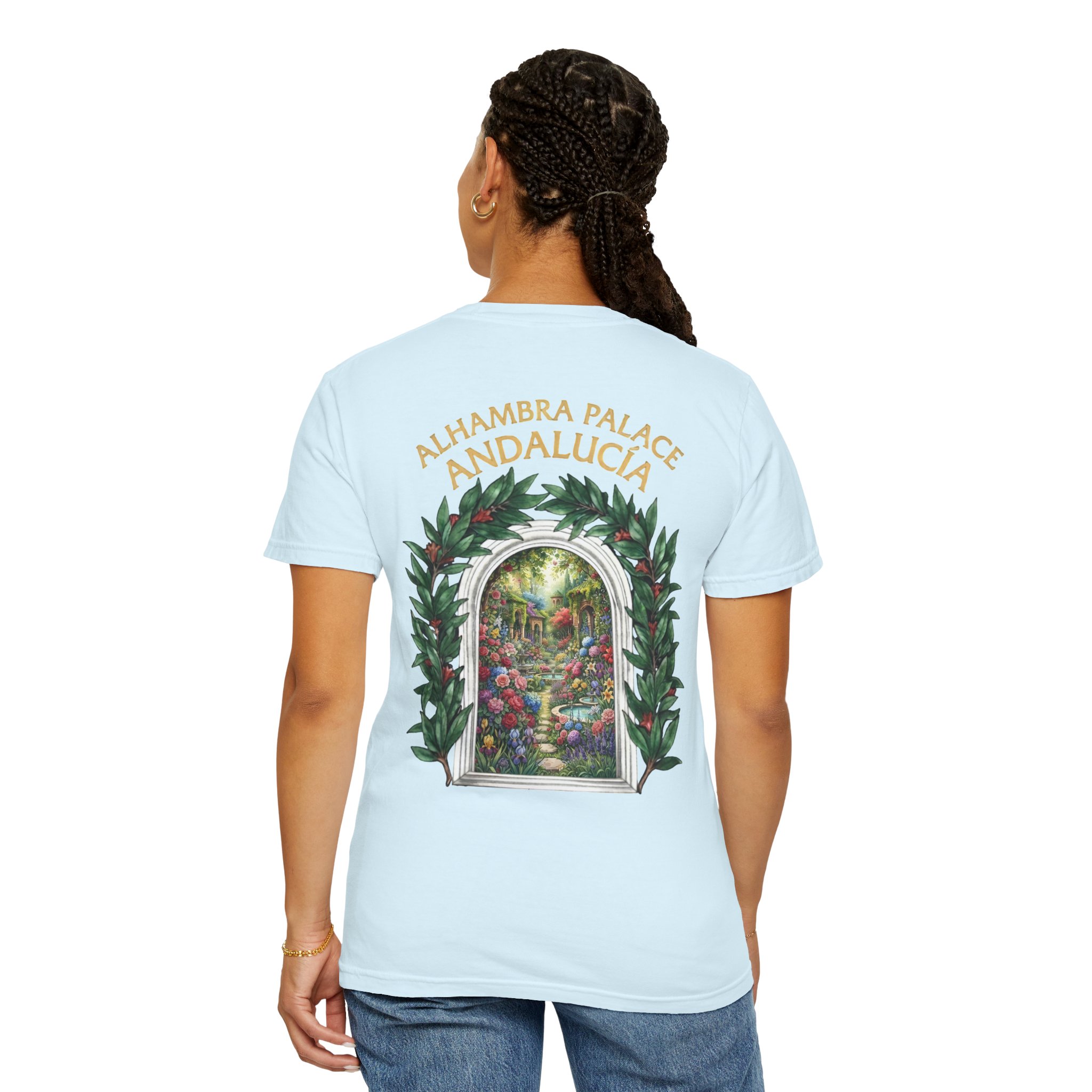ALHAMBRA PALACE ANDALUCIA T‑Shirt — Vintage Floral Arch Travel Tee - Image 75