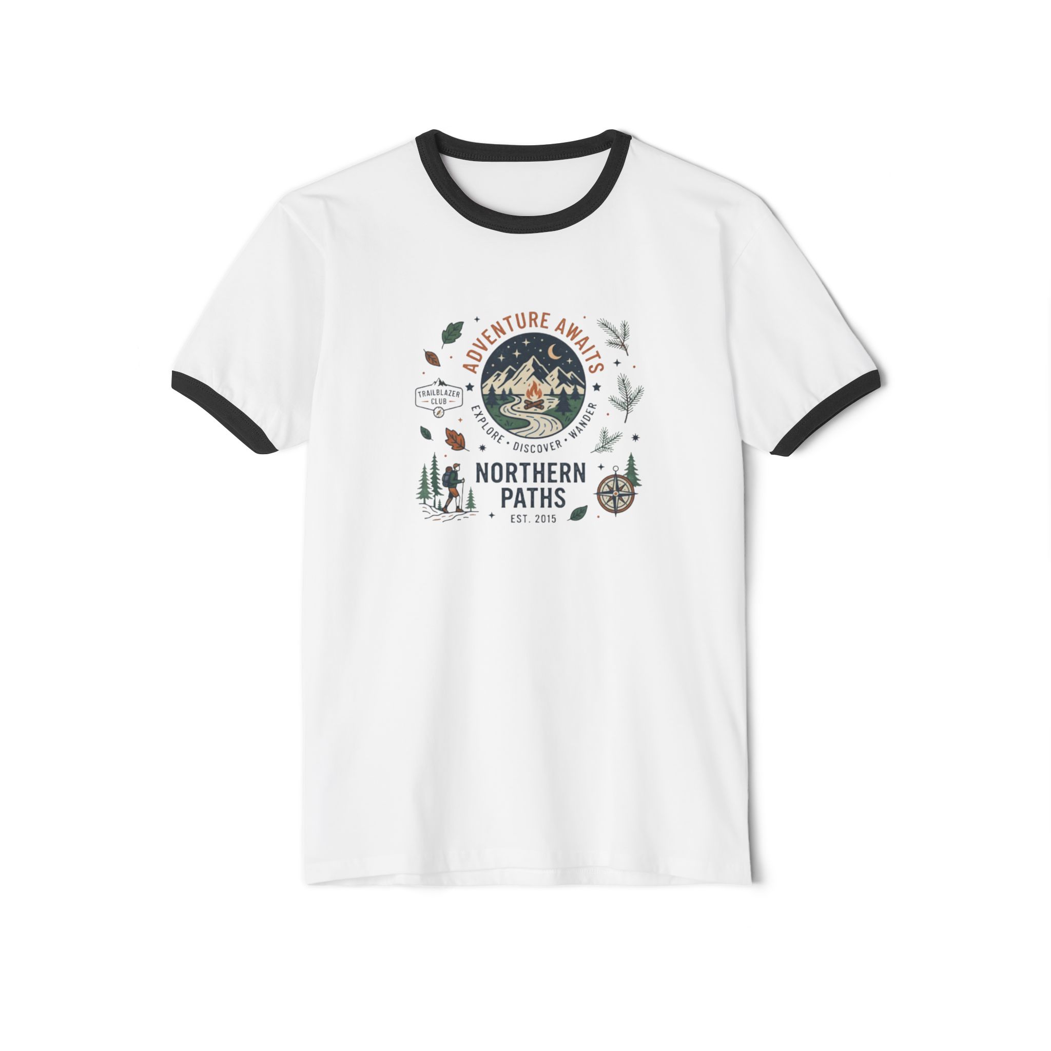 Northern Paths Ringer T‑Shirt — Adventure Awaits Outdoor Graphic Tee - Image 5
