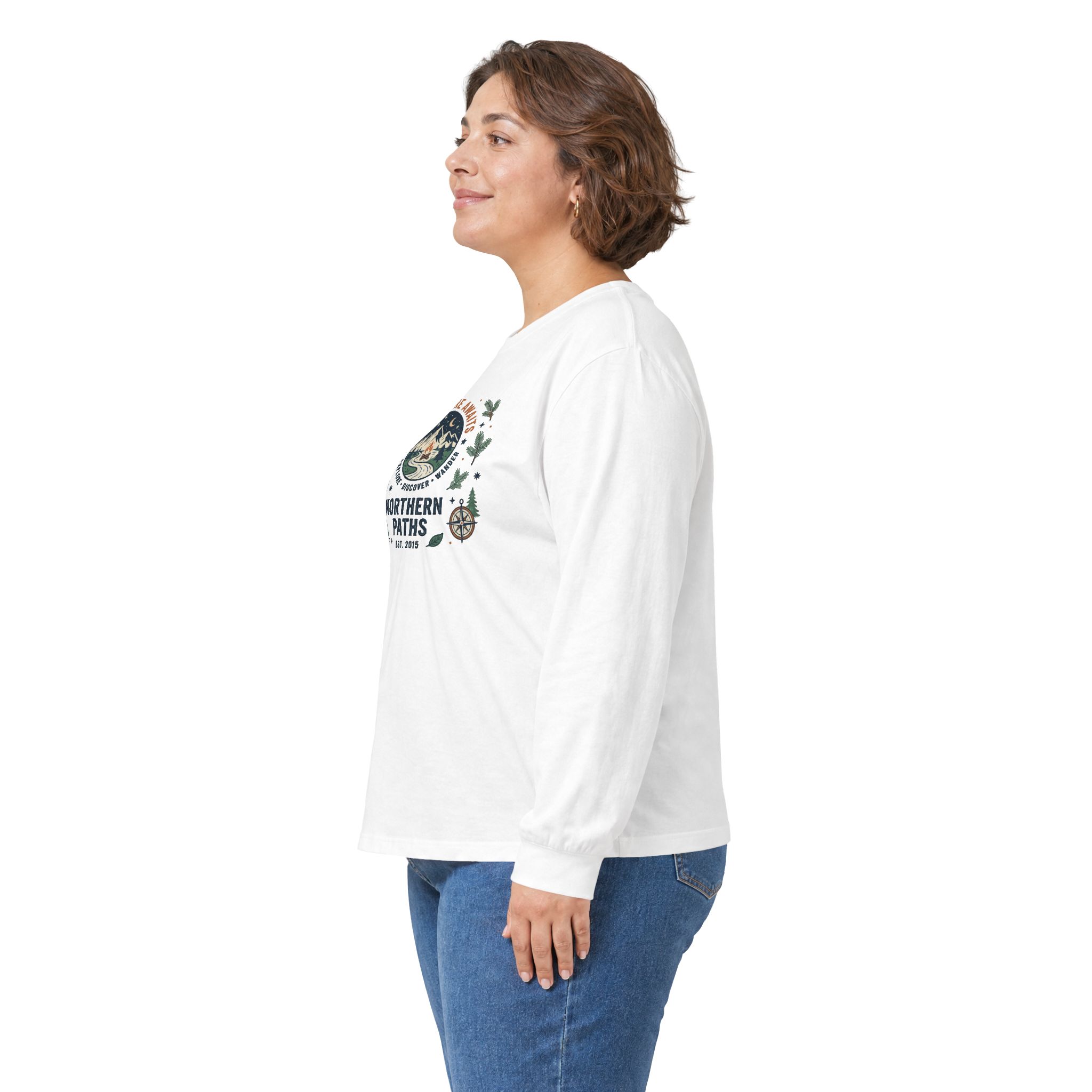 Northern Paths Nature Long Sleeve Tee — Adventure Patch Graphic - Image 9