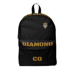 DIAMOND COLLECTION | Crest Backpack — Black & Gold Logo Daypack