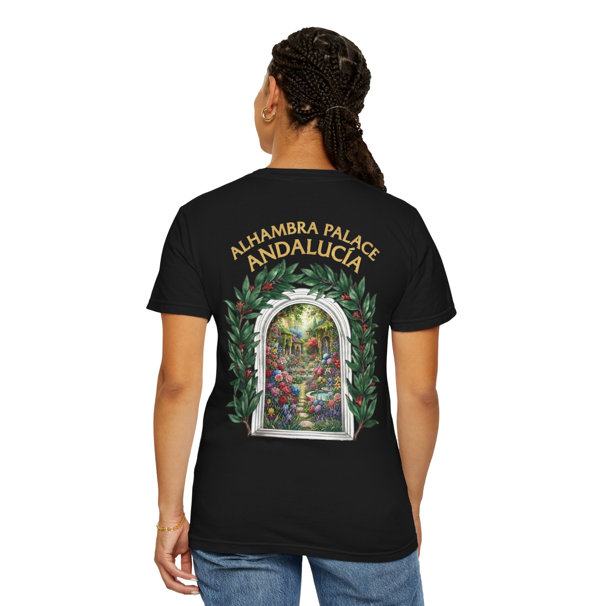 ALHAMBRA PALACE ANDALUCIA T‑Shirt — Vintage Floral Arch Travel Tee - Image 96