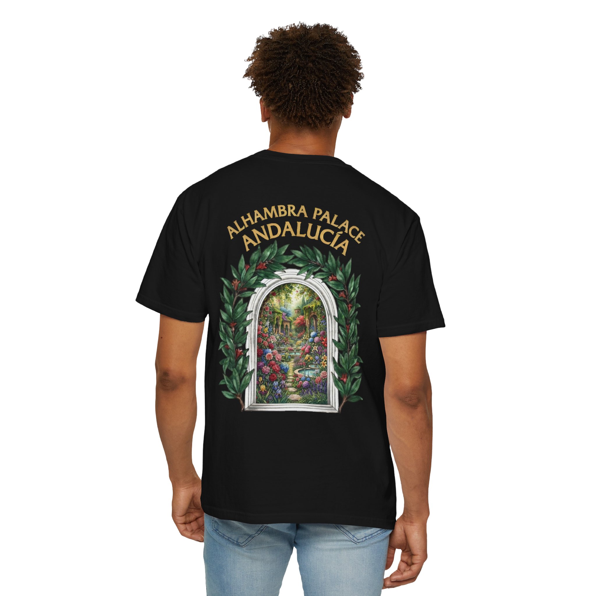 ALHAMBRA PALACE ANDALUCIA T‑Shirt — Vintage Floral Arch Travel Tee - Image 98
