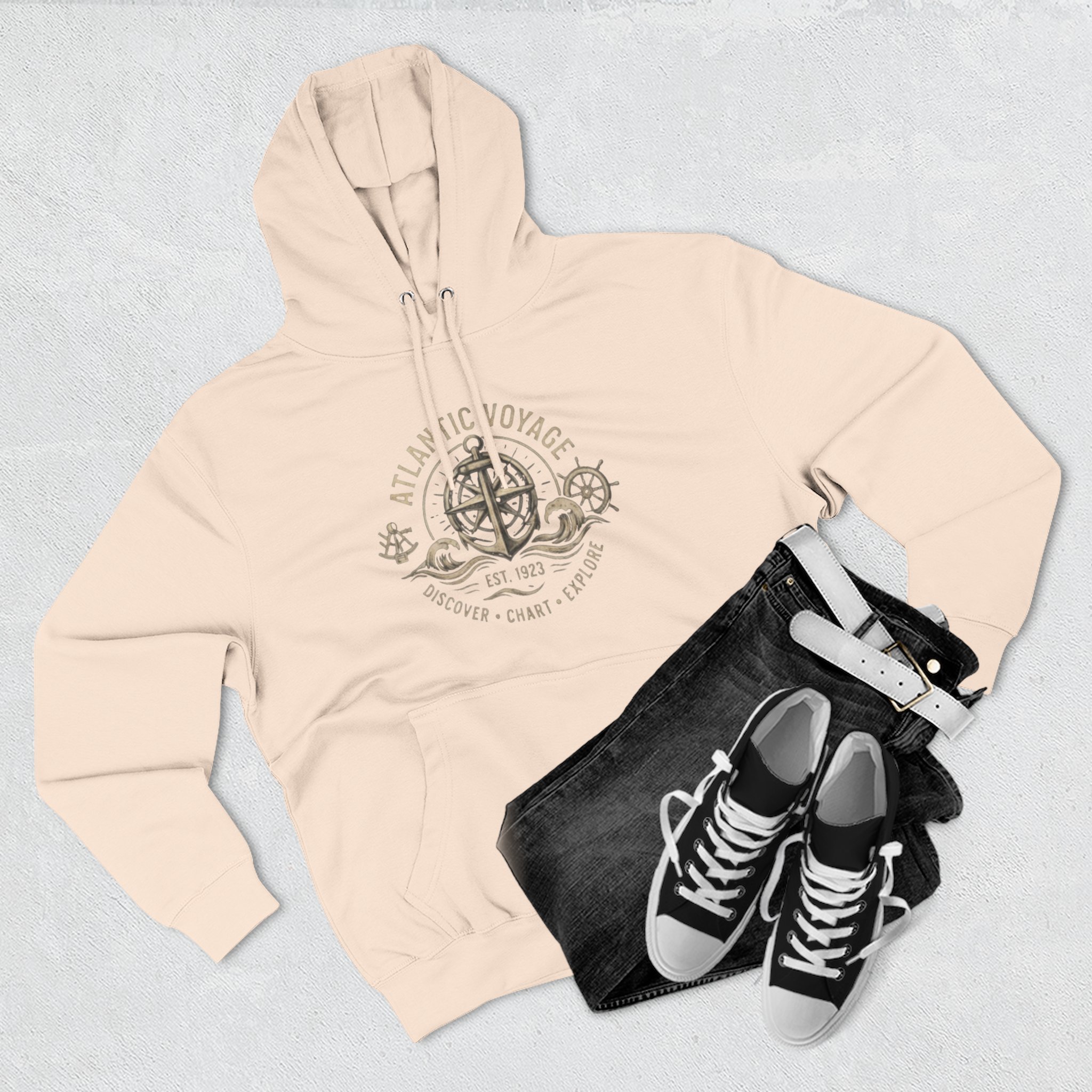 Nautical Anchor Compass Hoodie — Atlantic Voyage Graphic Pullover - Image 21