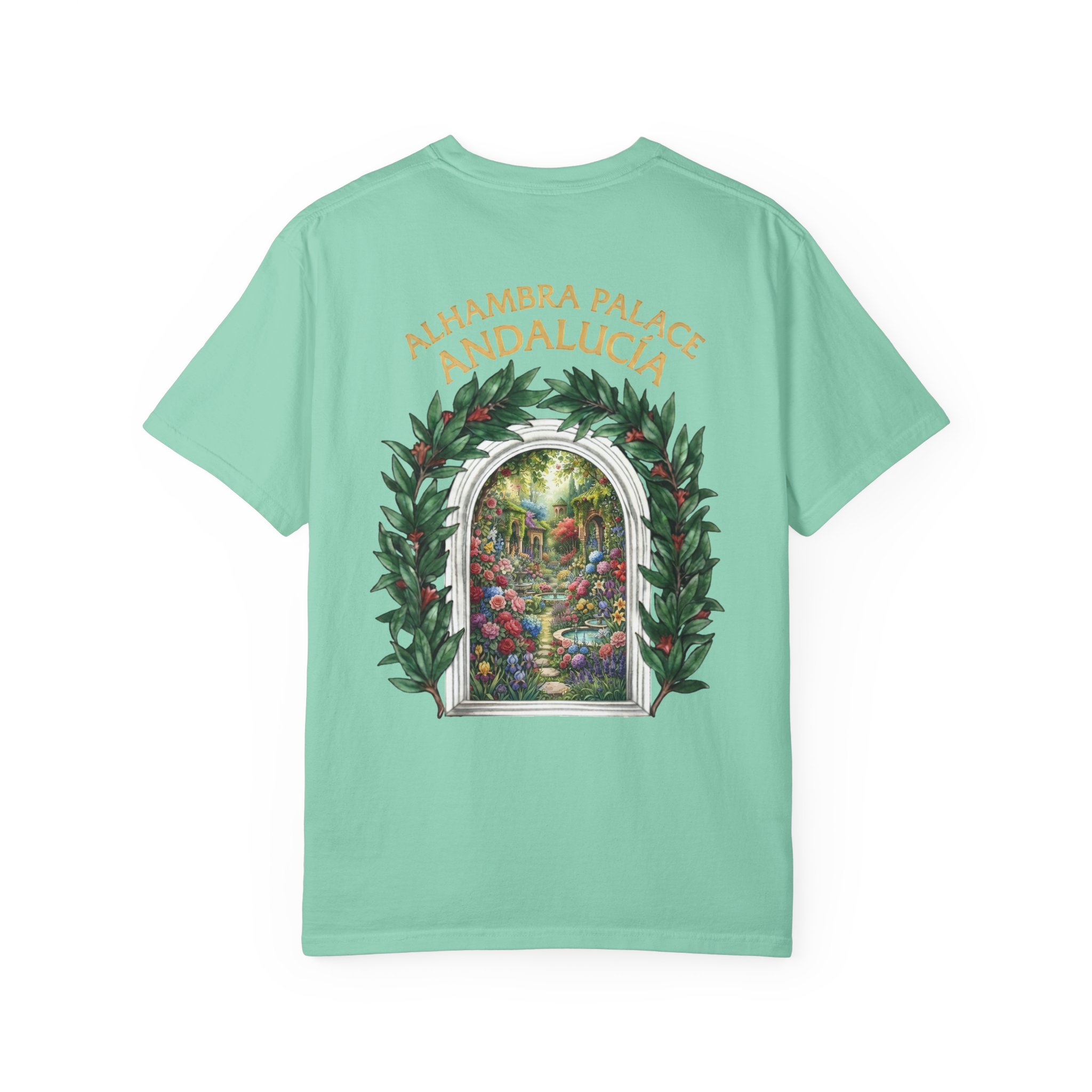ALHAMBRA PALACE ANDALUCIA T‑Shirt — Vintage Floral Arch Travel Tee - Image 58
