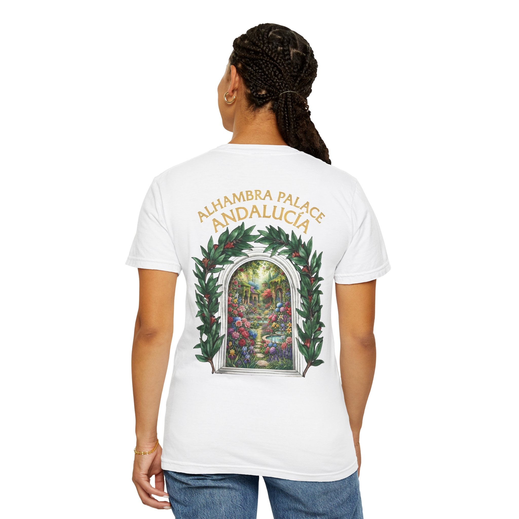 ALHAMBRA PALACE ANDALUCIA T‑Shirt — Vintage Floral Arch Travel Tee - Image 12