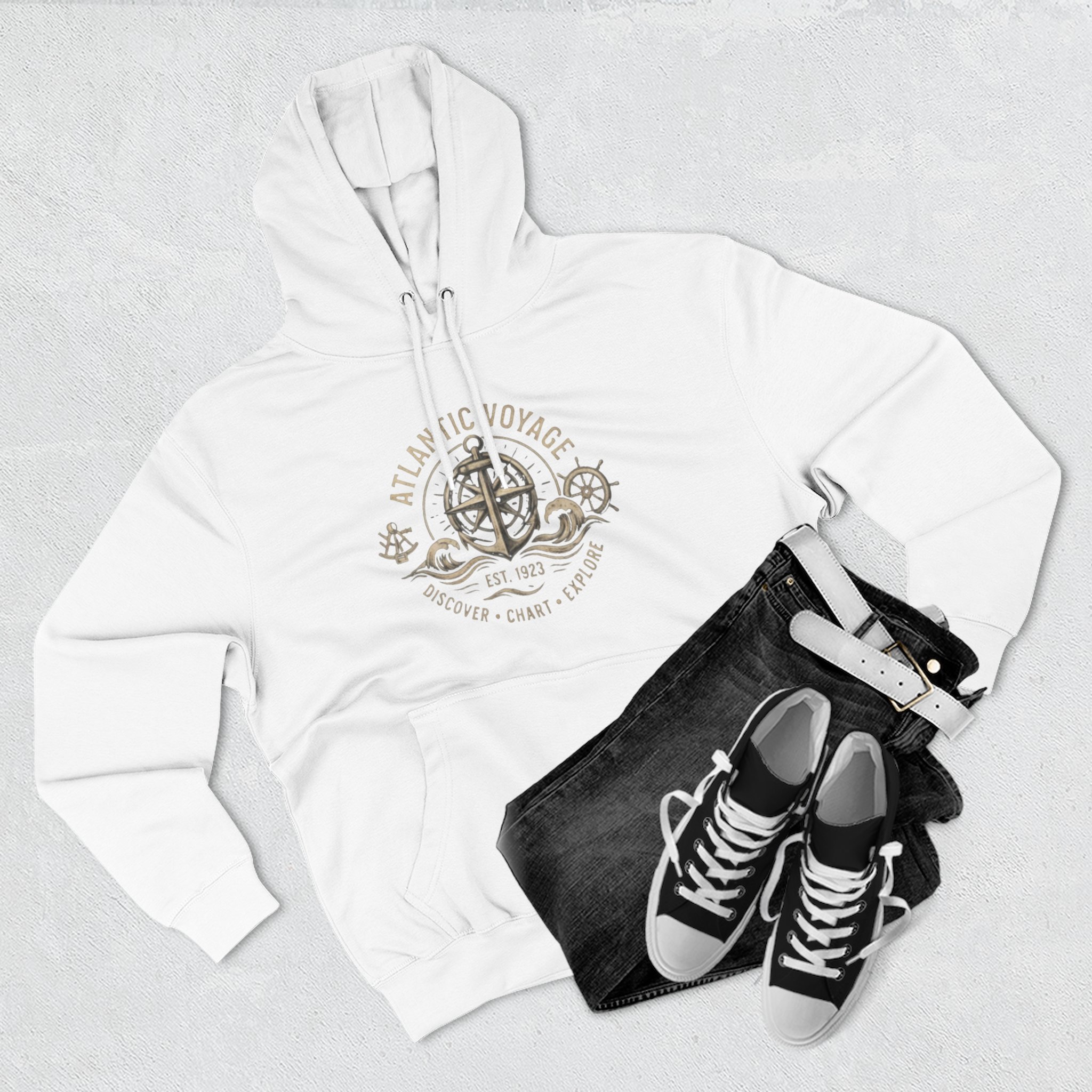 Nautical Anchor Compass Hoodie — Atlantic Voyage Graphic Pullover - Image 9