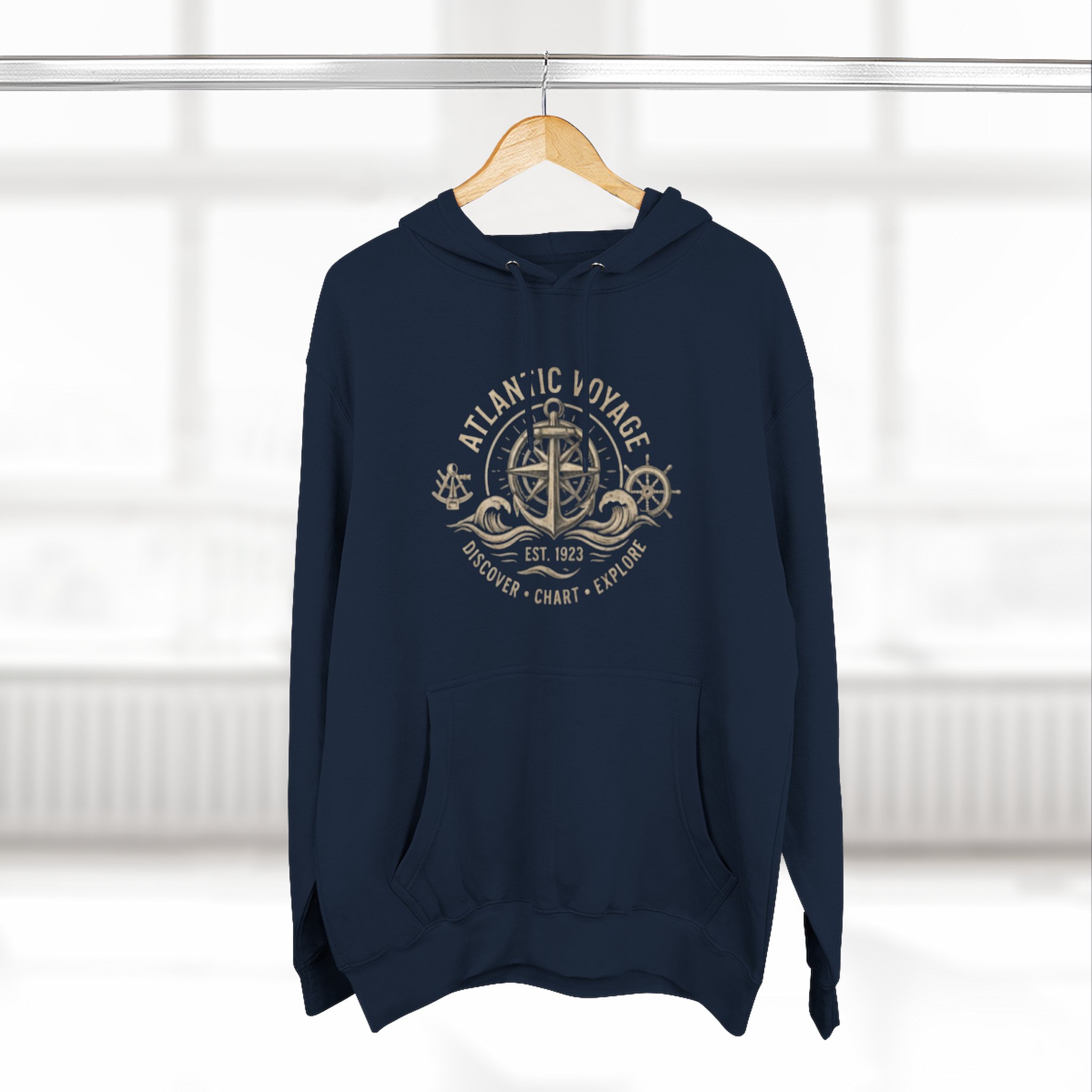Nautical Anchor Compass Hoodie — Atlantic Voyage Graphic Pullover - Image 39