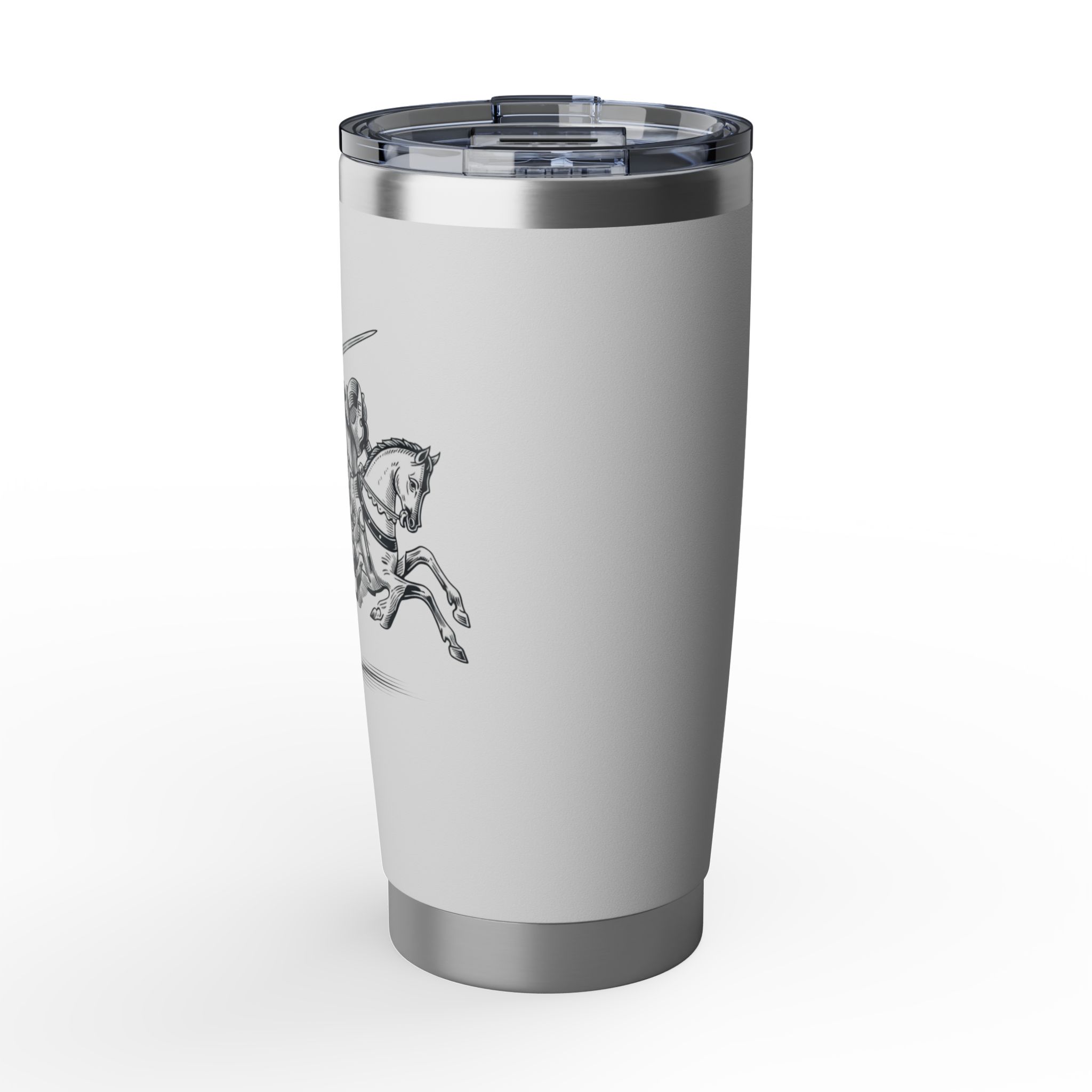 THE KNIGHT OF THE LIGHT TUMBLER— Minimal Equestrian Knight Stainless Travel Mug - Image 2