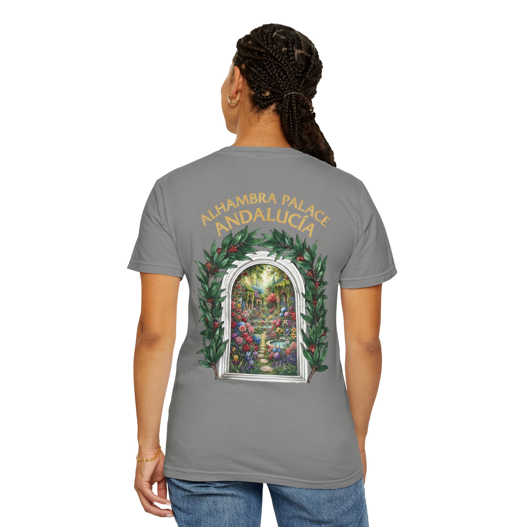 ALHAMBRA PALACE ANDALUCIA T‑Shirt — Vintage Floral Arch Travel Tee - Image 82