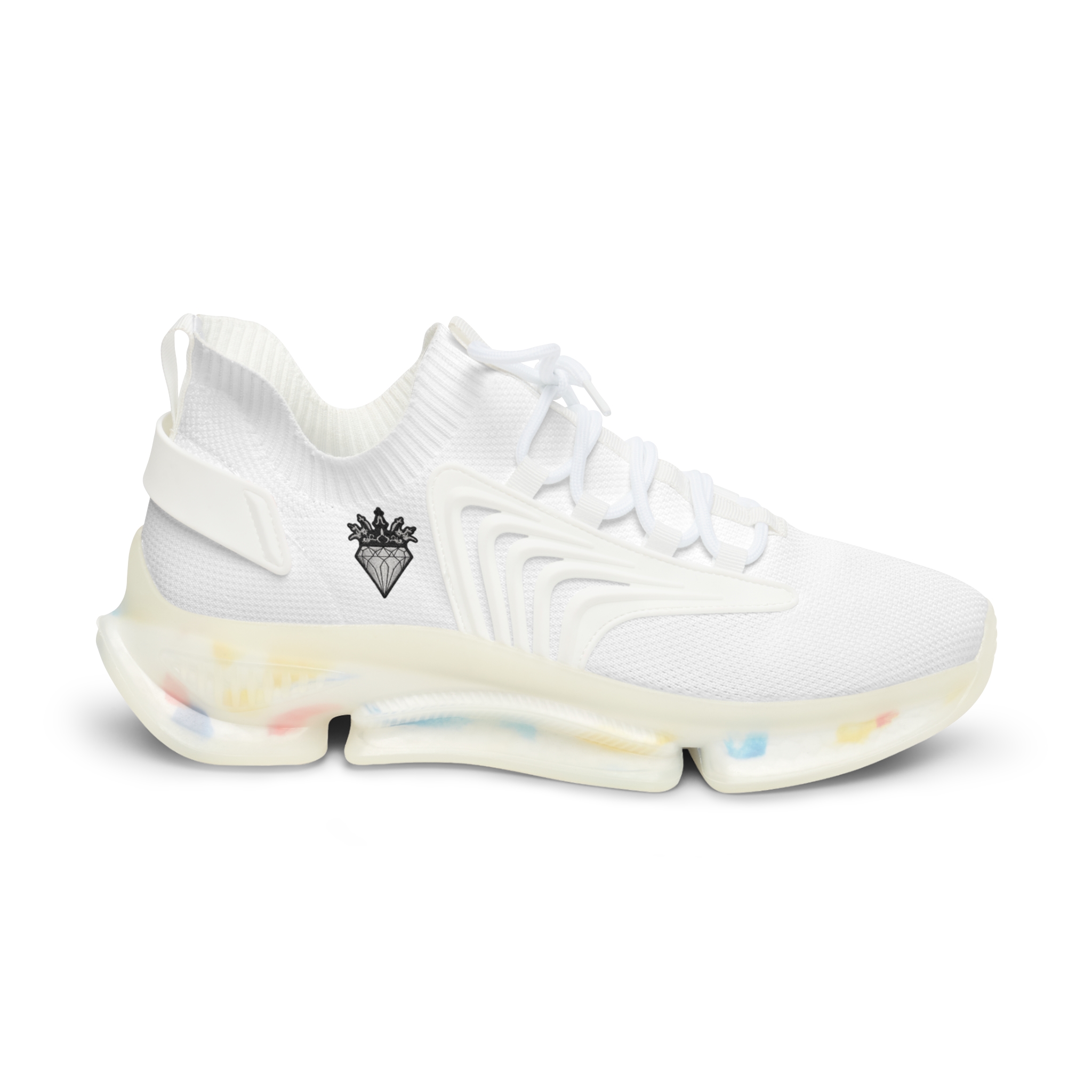 DIAMOND AND CO Men's White Mesh Sneakers — Lightweight Breathable Athletic Shoes with Speckled Sole - Image 2
