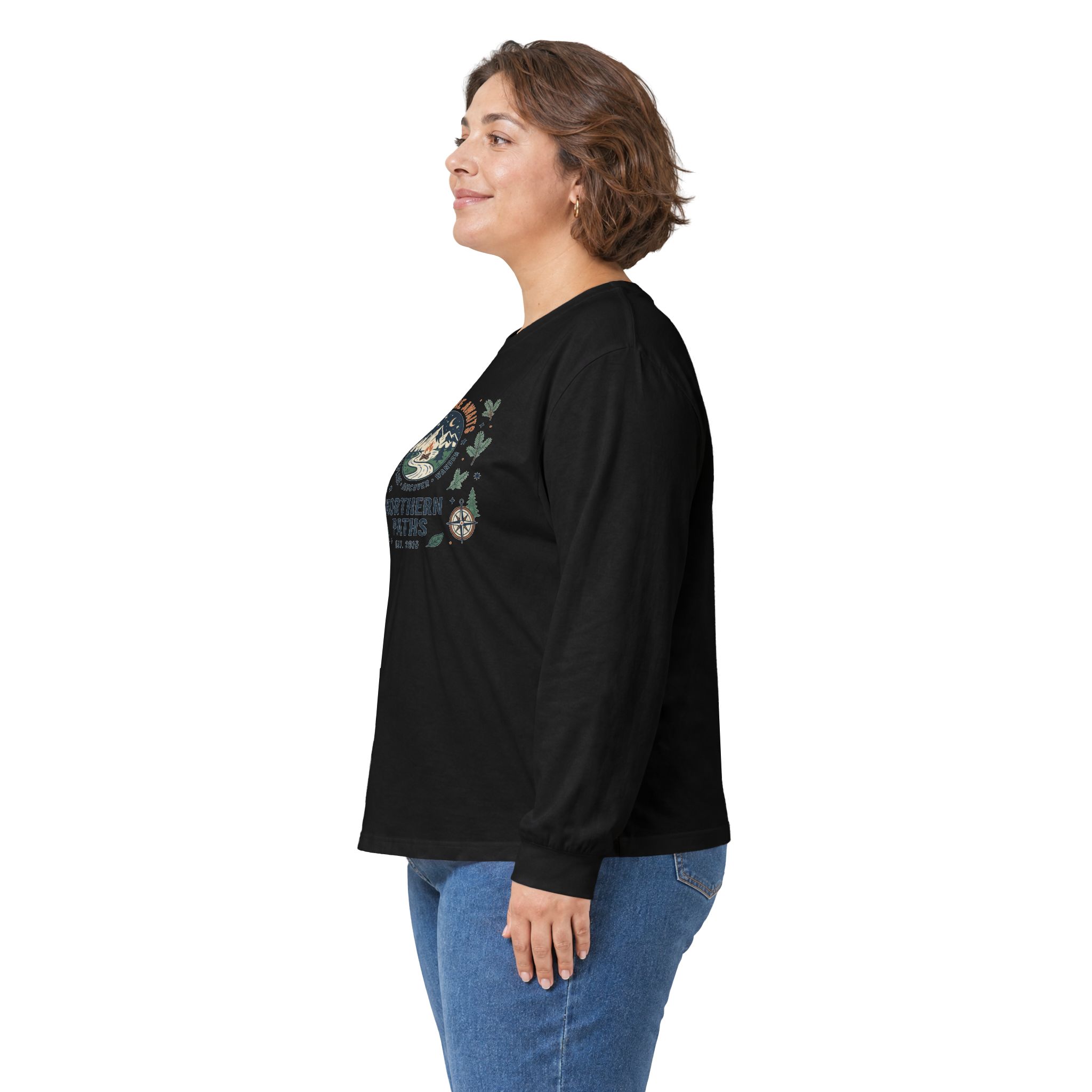Northern Paths Nature Long Sleeve Tee — Adventure Patch Graphic - Image 14