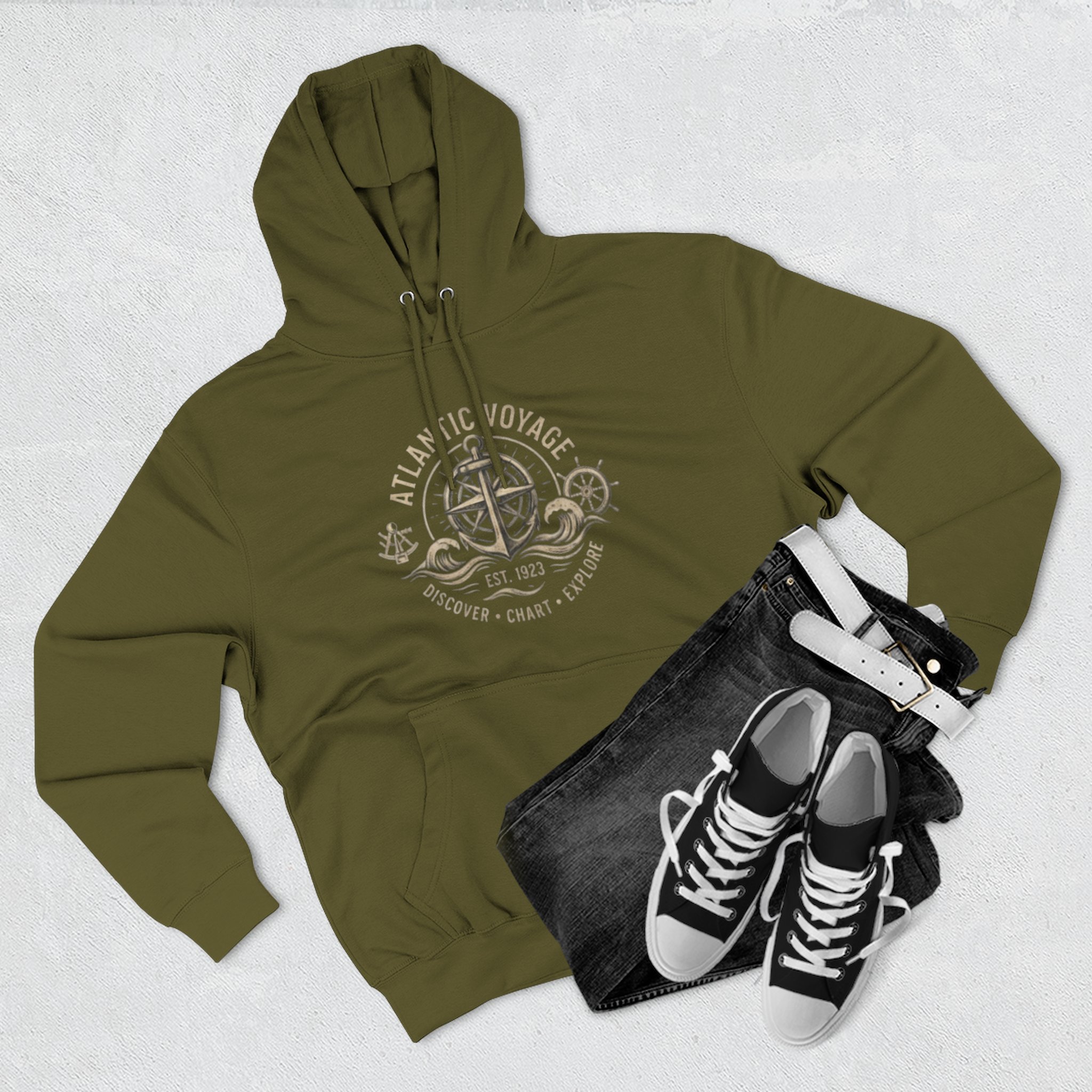 Nautical Anchor Compass Hoodie — Atlantic Voyage Graphic Pullover - Image 27