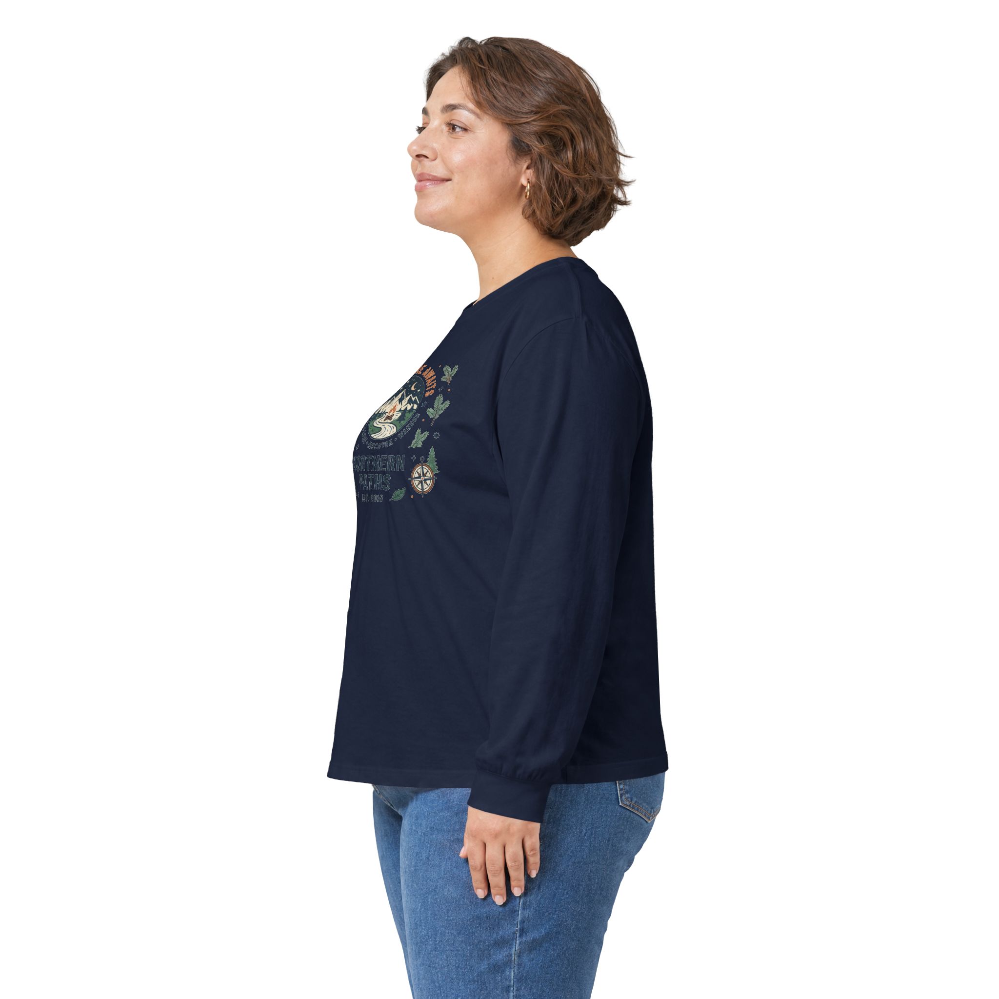 Northern Paths Nature Long Sleeve Tee — Adventure Patch Graphic - Image 29