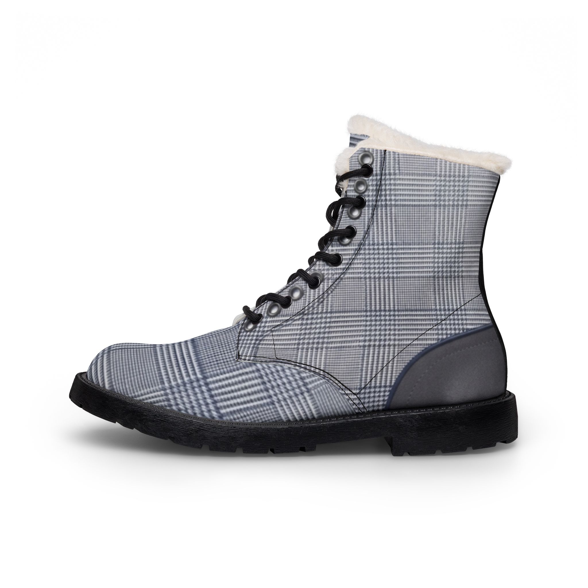 THE KENSIGTON COLLECTION | Men's Plaid Fur-Lined Leather Boots — Insulated Winter Lace-Up - Image 2