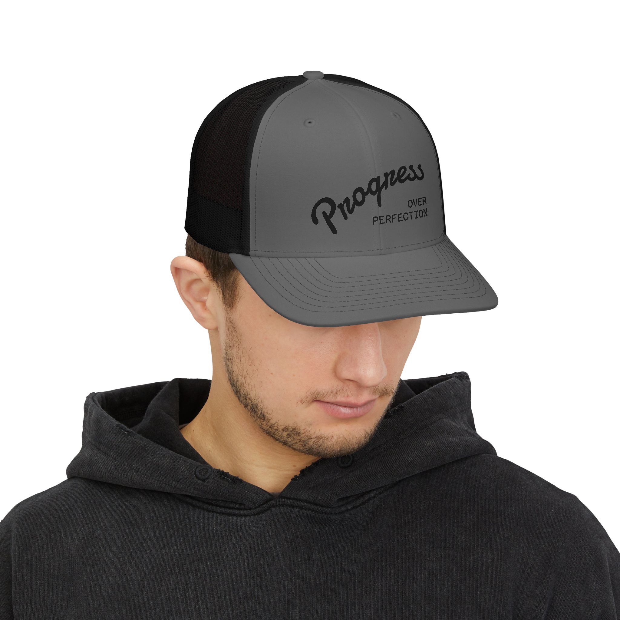 Progress Over Perfection Unisex Trucker Cap | Minimalist Quiet Luxury Streetwear Hat - Image 18