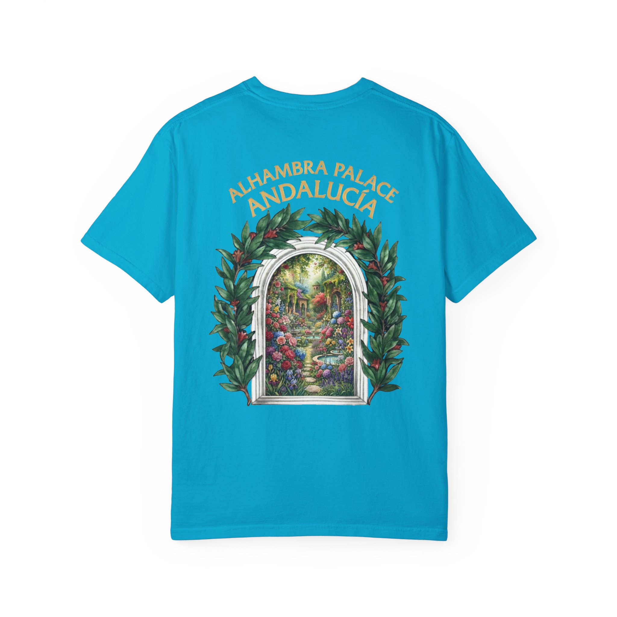 ALHAMBRA PALACE ANDALUCIA T‑Shirt — Vintage Floral Arch Travel Tee - Image 65