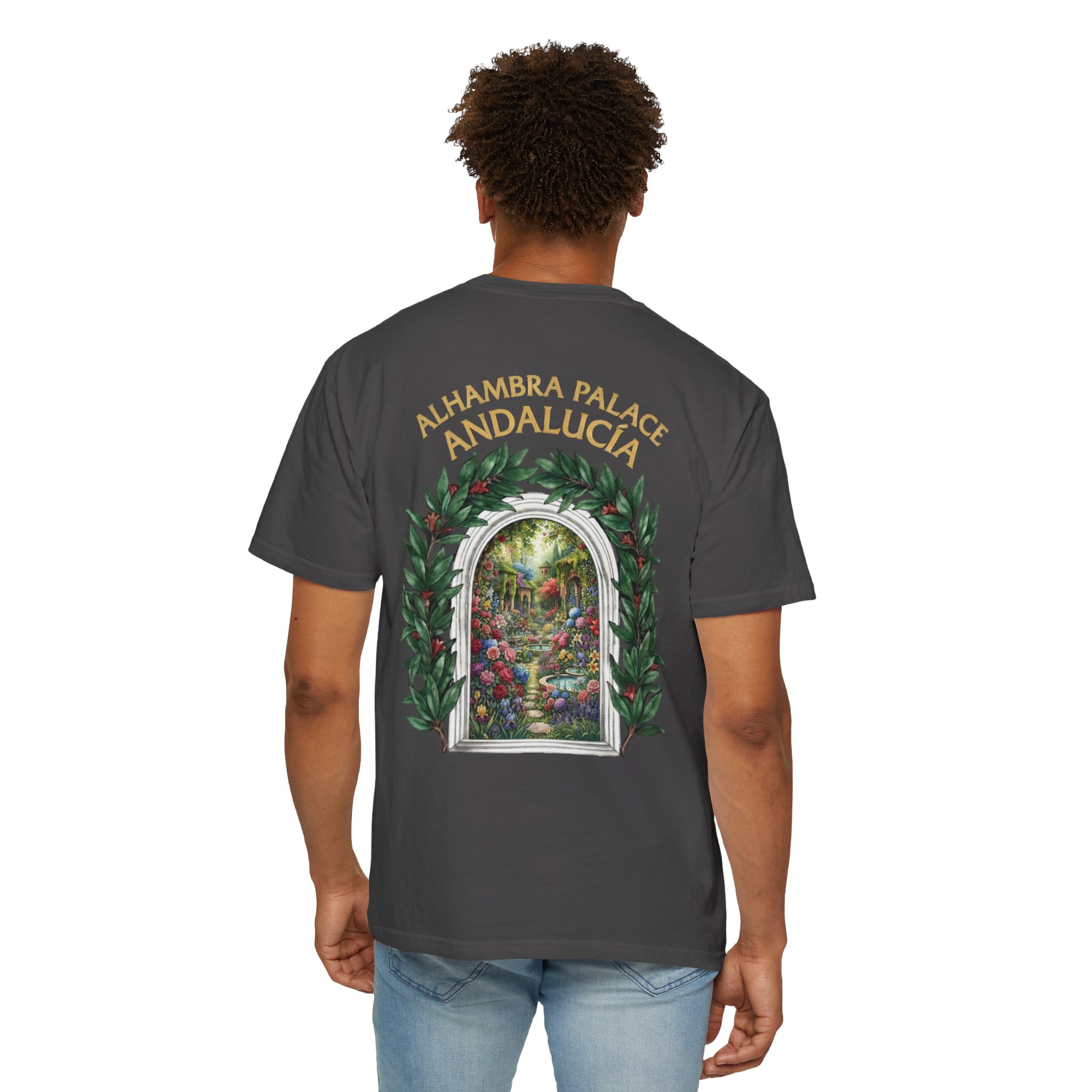 ALHAMBRA PALACE ANDALUCIA T‑Shirt — Vintage Floral Arch Travel Tee - Image 91