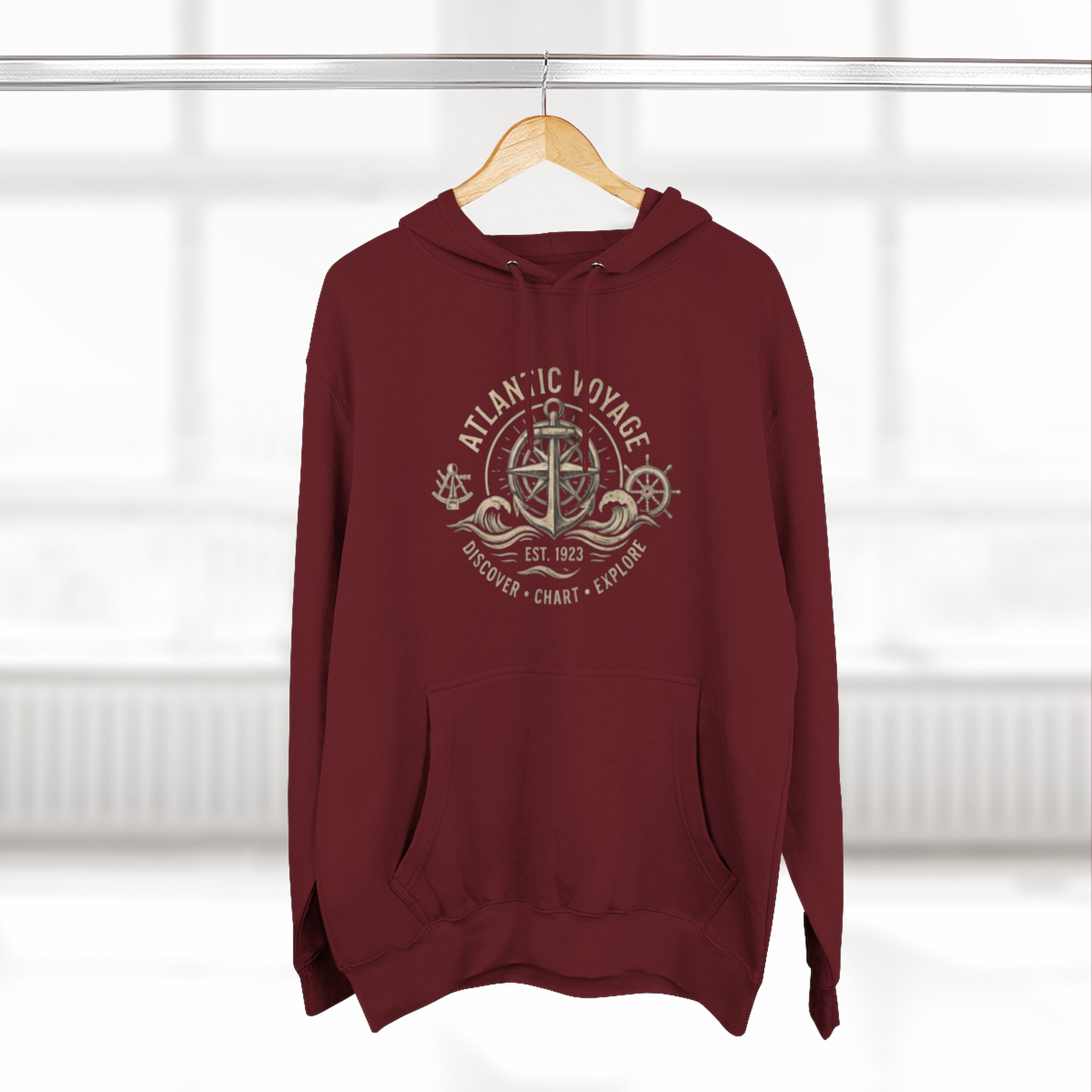 Nautical Anchor Compass Hoodie — Atlantic Voyage Graphic Pullover - Image 5