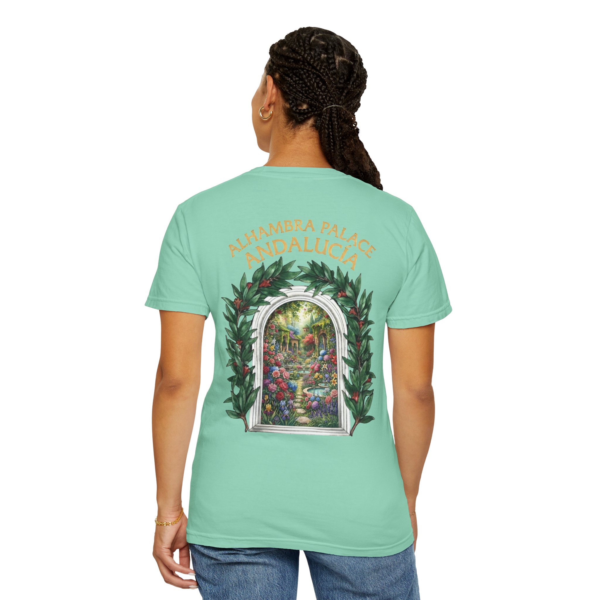 ALHAMBRA PALACE ANDALUCIA T‑Shirt — Vintage Floral Arch Travel Tee - Image 61