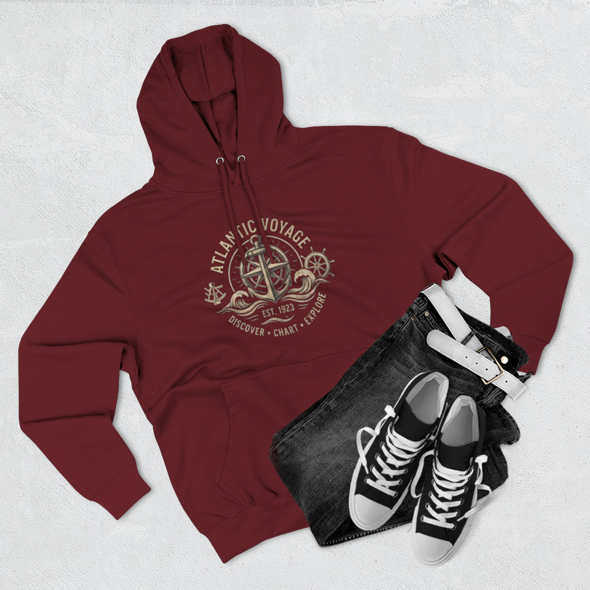 Nautical Anchor Compass Hoodie — Atlantic Voyage Graphic Pullover - Image 4