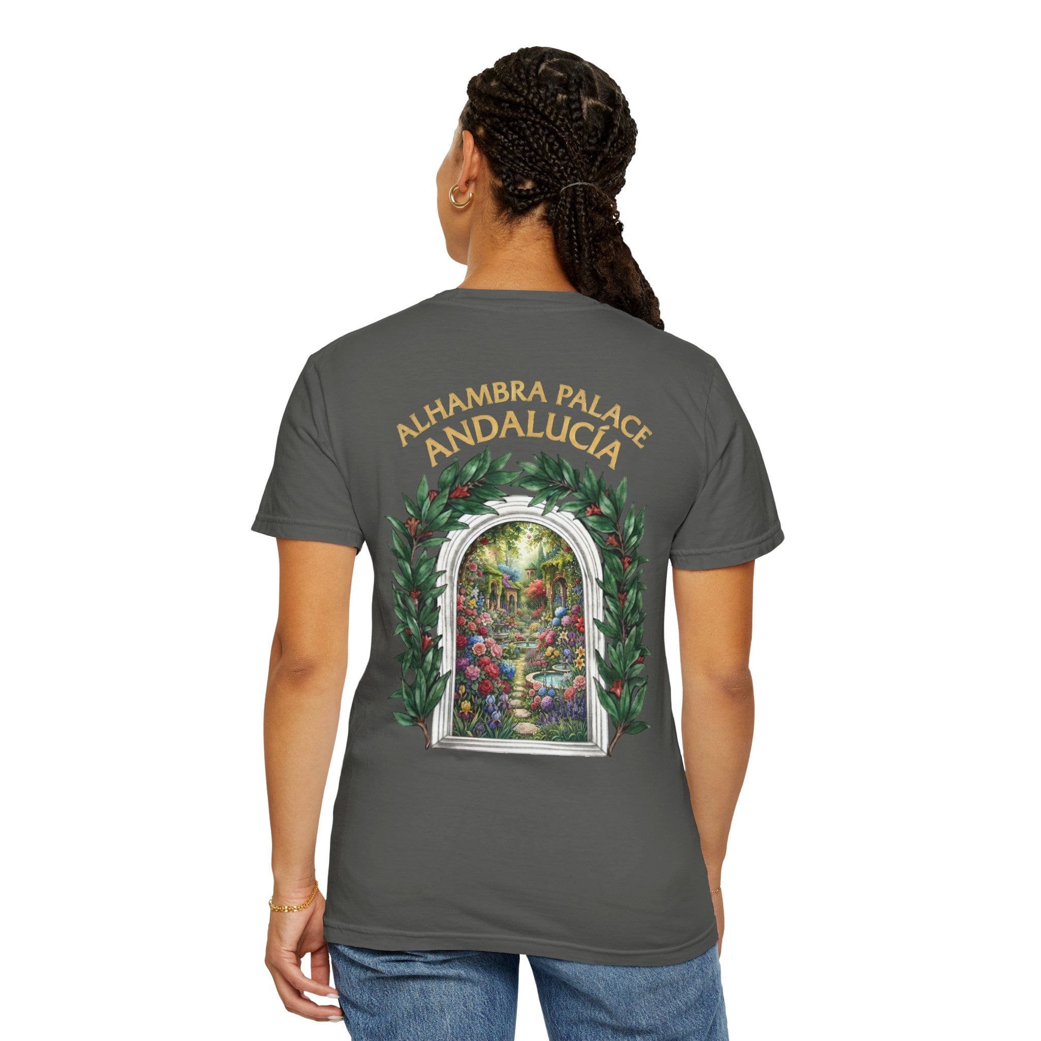 ALHAMBRA PALACE ANDALUCIA T‑Shirt — Vintage Floral Arch Travel Tee - Image 40