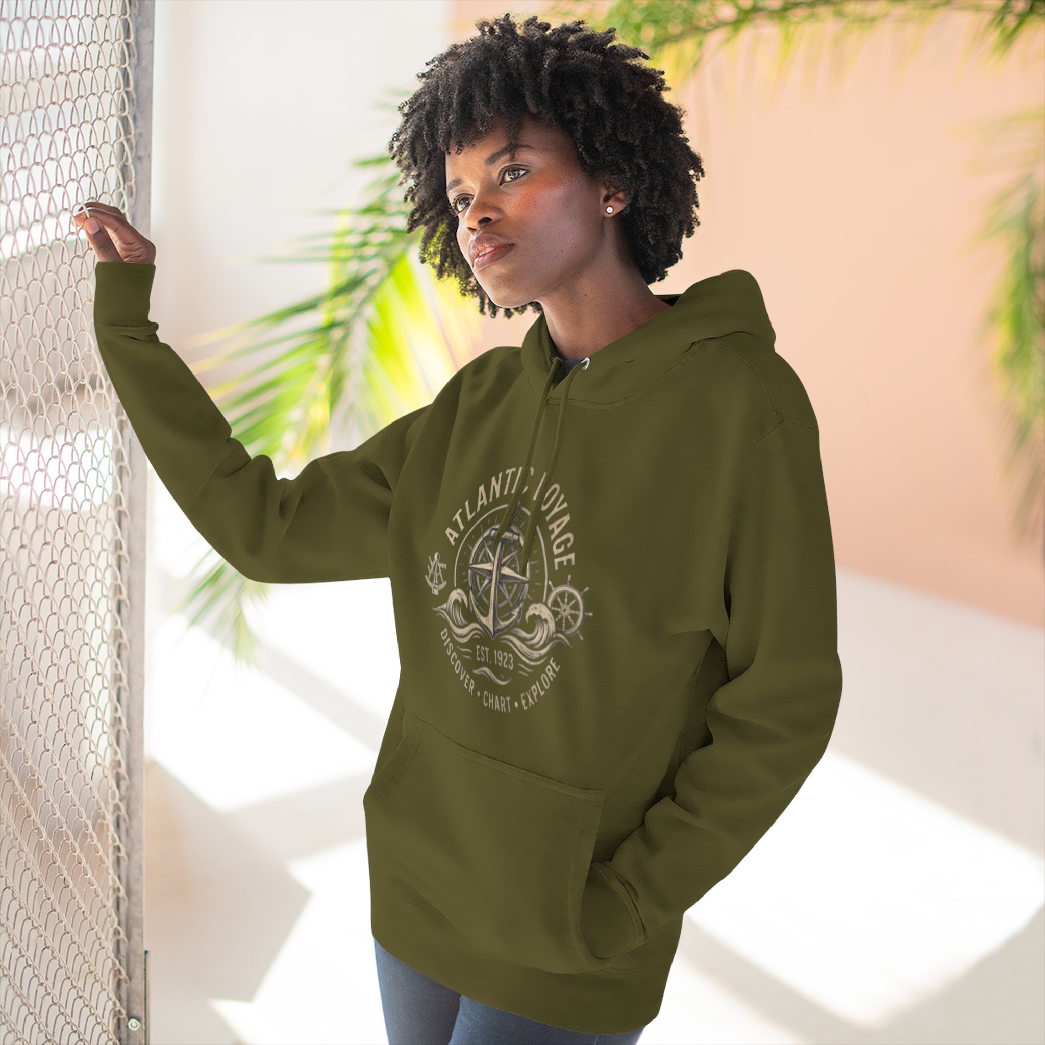 Nautical Anchor Compass Hoodie — Atlantic Voyage Graphic Pullover - Image 29