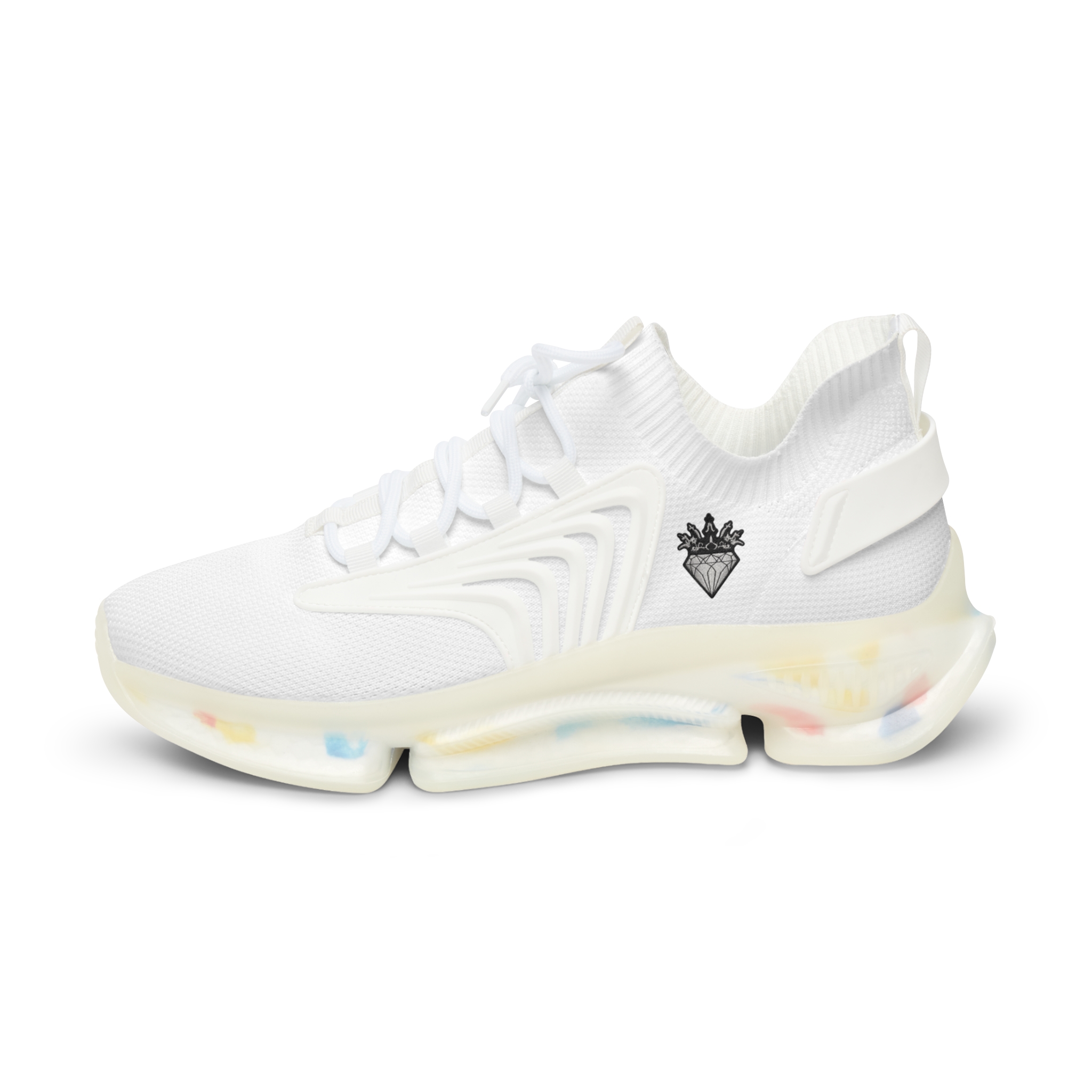 DIAMOND AND CO Men's White Mesh Sneakers — Lightweight Breathable Athletic Shoes with Speckled Sole - Image 6