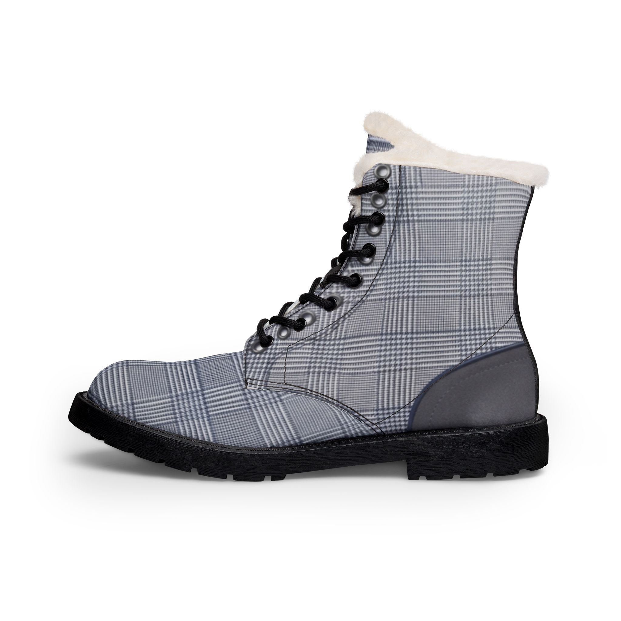 THE KENSIGTON COLLECTION | Men's Plaid Fur-Lined Leather Boots — Insulated Winter Lace-Up - Image 4