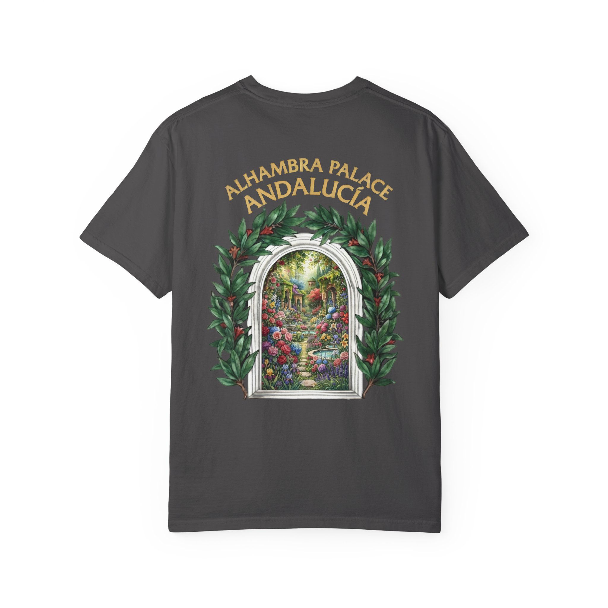 ALHAMBRA PALACE ANDALUCIA T‑Shirt — Vintage Floral Arch Travel Tee - Image 86