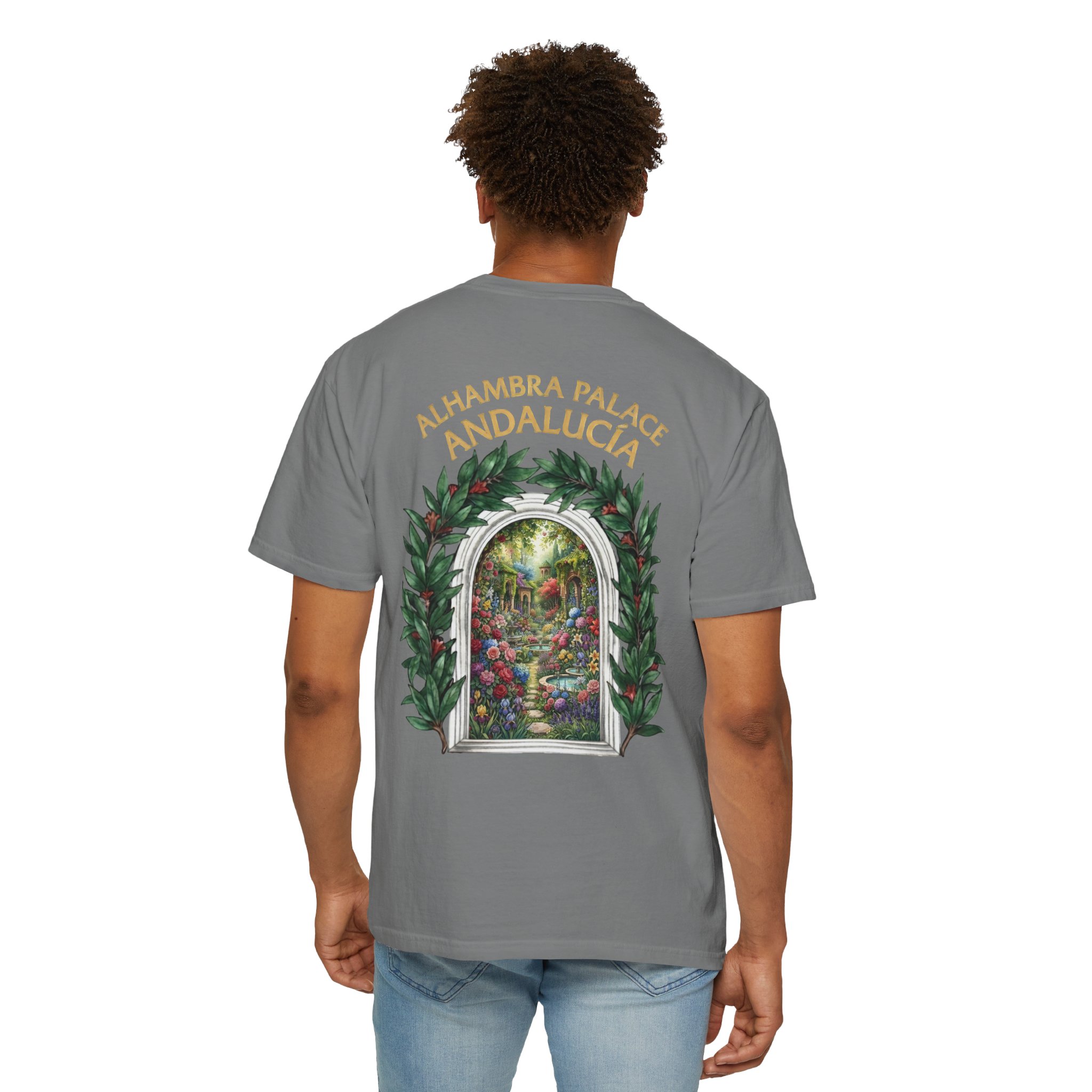 ALHAMBRA PALACE ANDALUCIA T‑Shirt — Vintage Floral Arch Travel Tee - Image 49