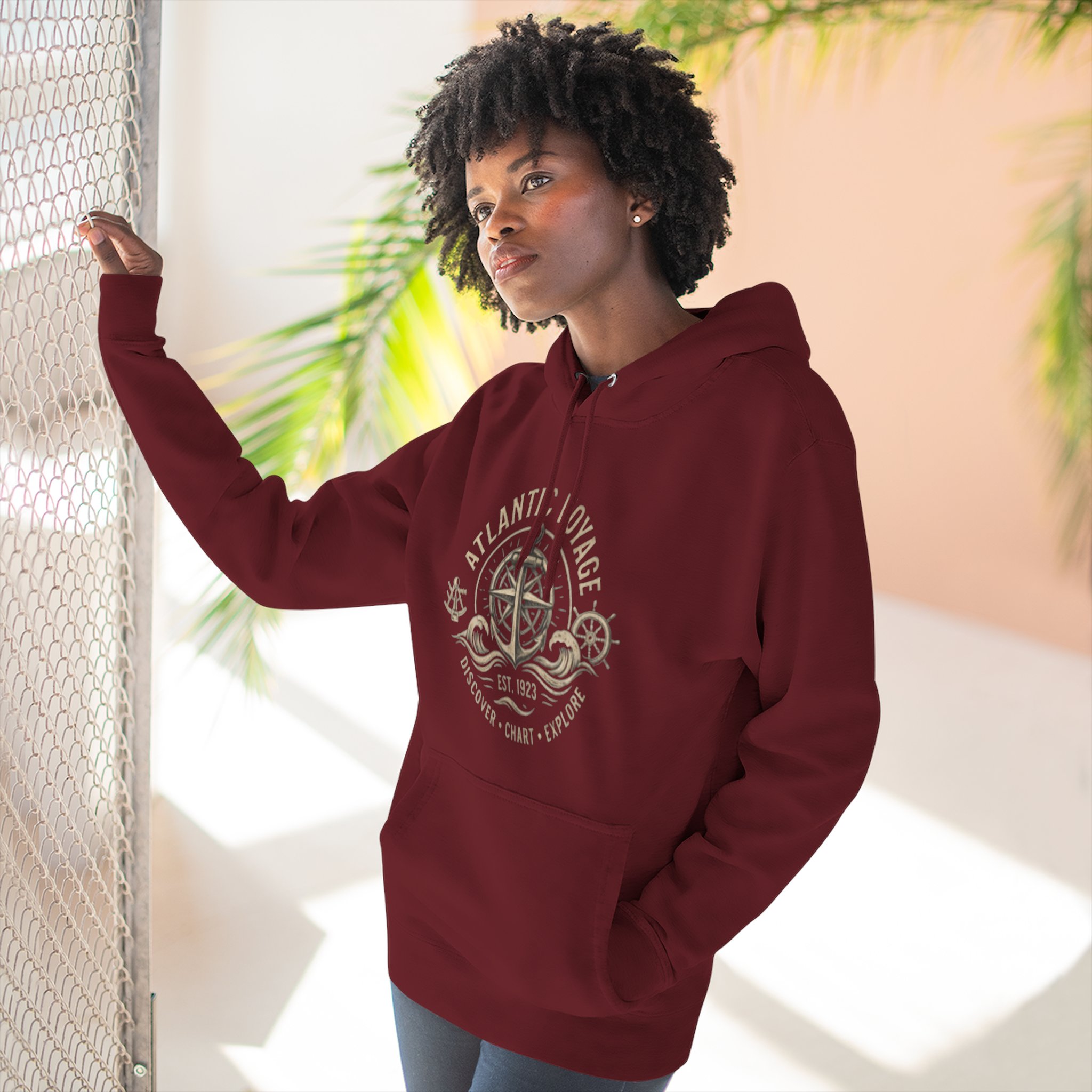 Nautical Anchor Compass Hoodie — Atlantic Voyage Graphic Pullover - Image 6