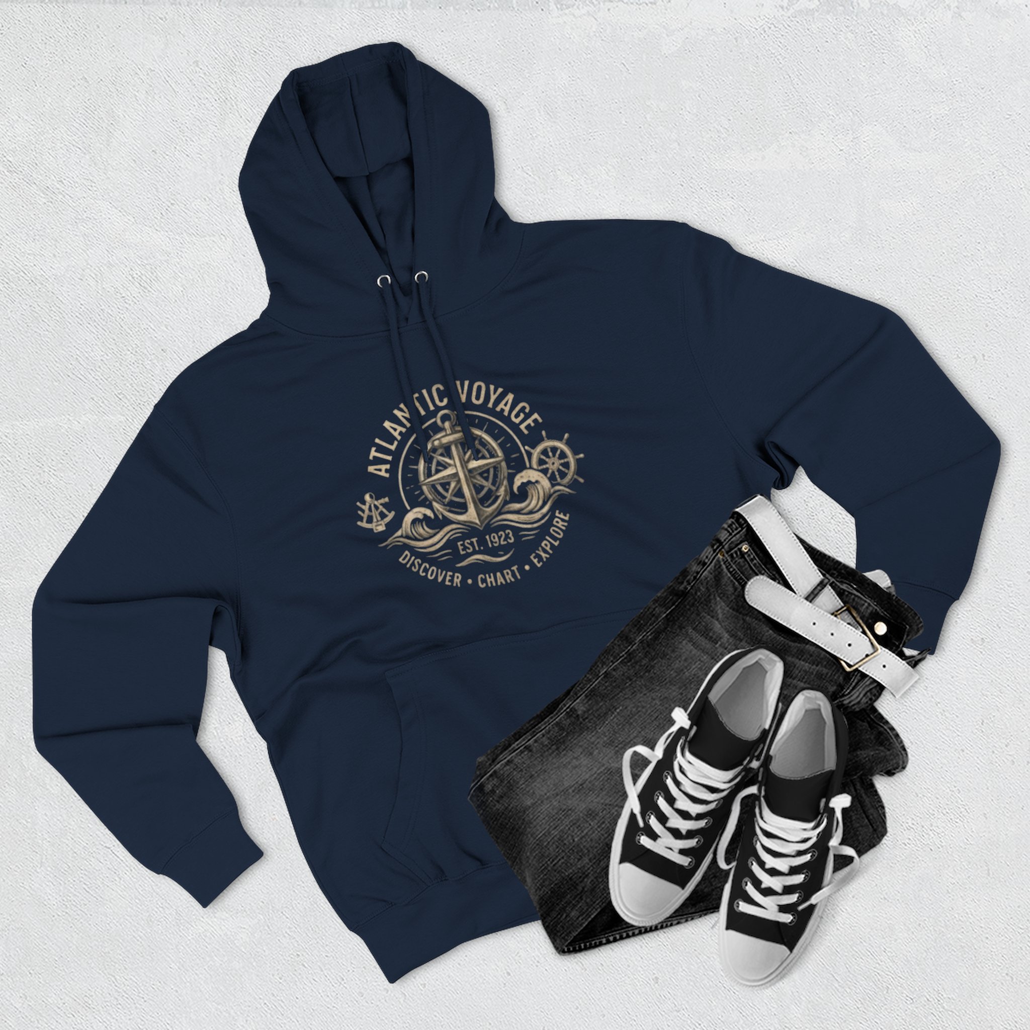 Nautical Anchor Compass Hoodie — Atlantic Voyage Graphic Pullover - Image 38