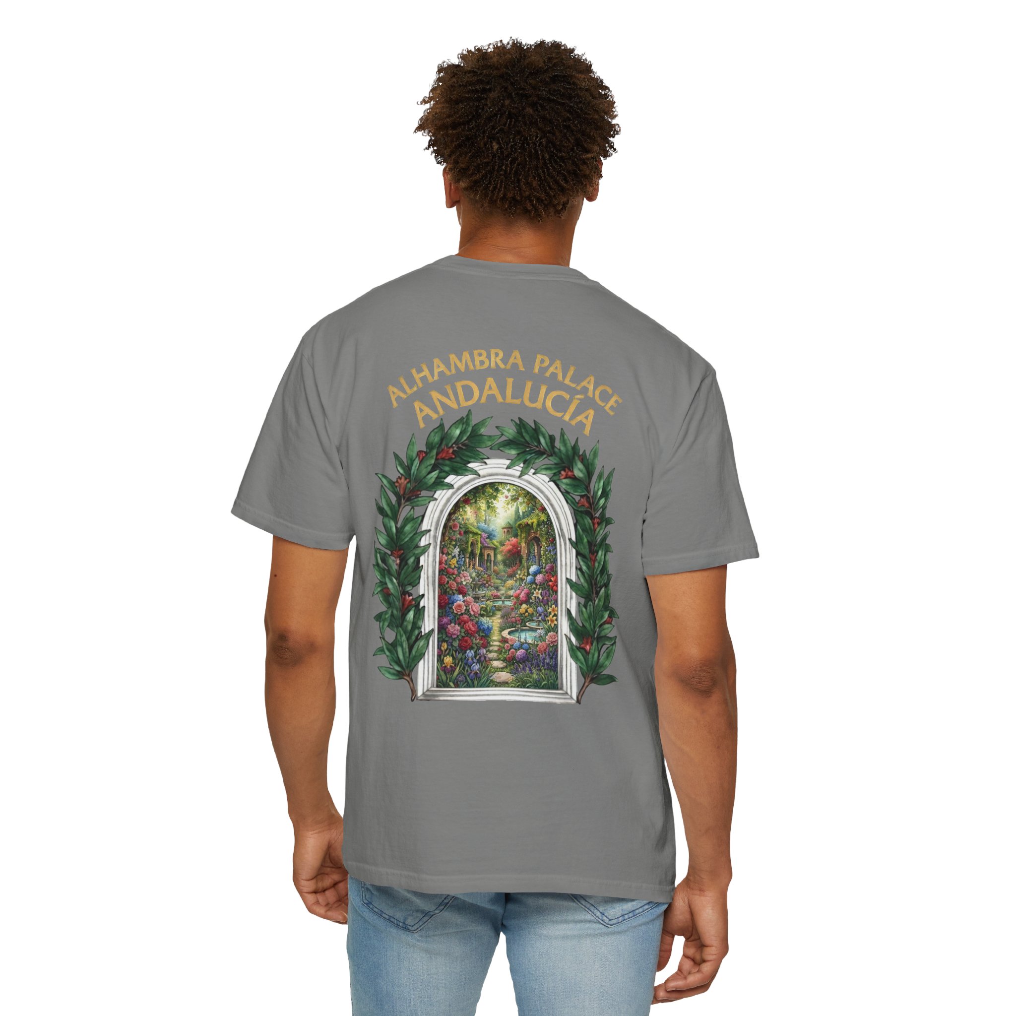 ALHAMBRA PALACE ANDALUCIA T‑Shirt — Vintage Floral Arch Travel Tee - Image 84