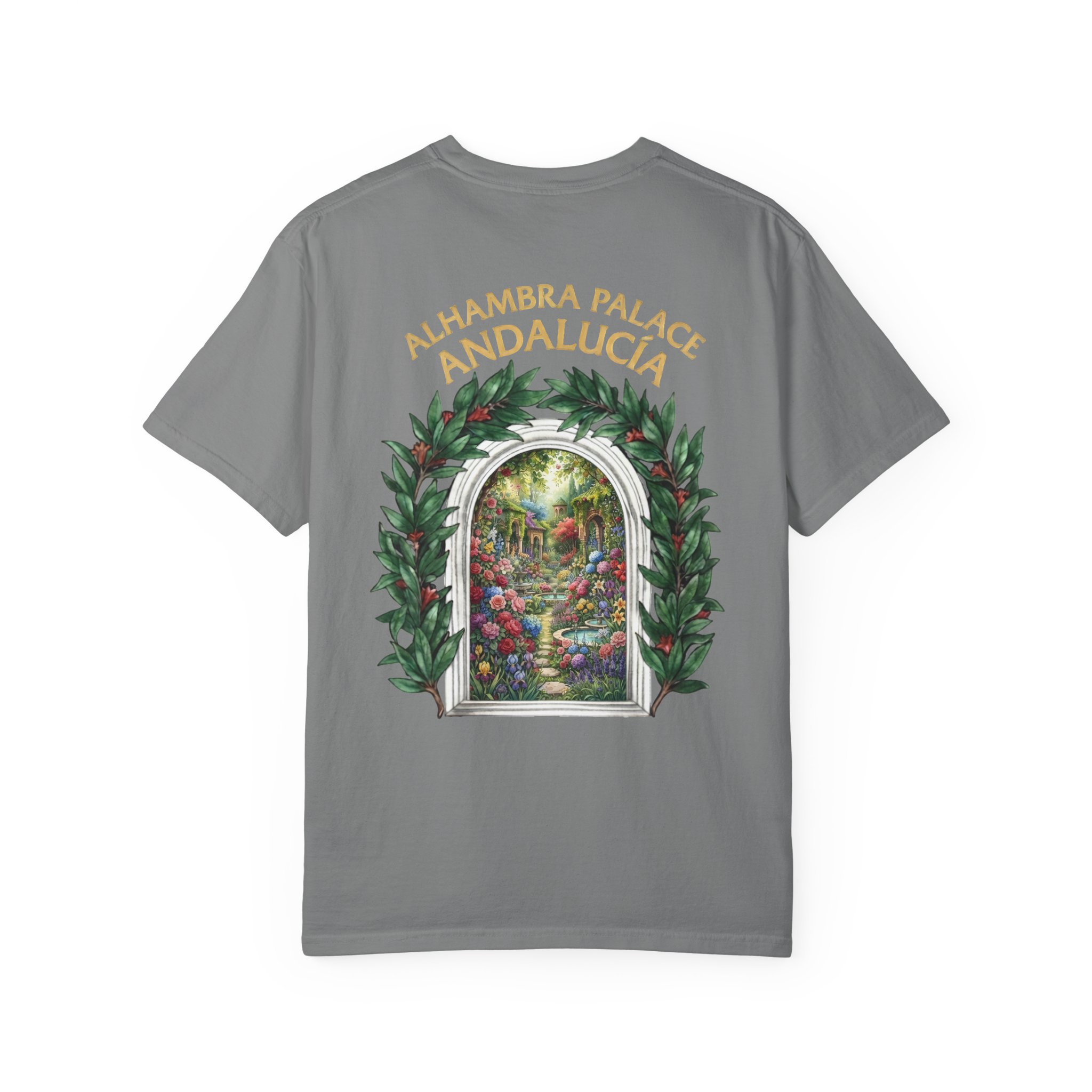 ALHAMBRA PALACE ANDALUCIA T‑Shirt — Vintage Floral Arch Travel Tee - Image 44