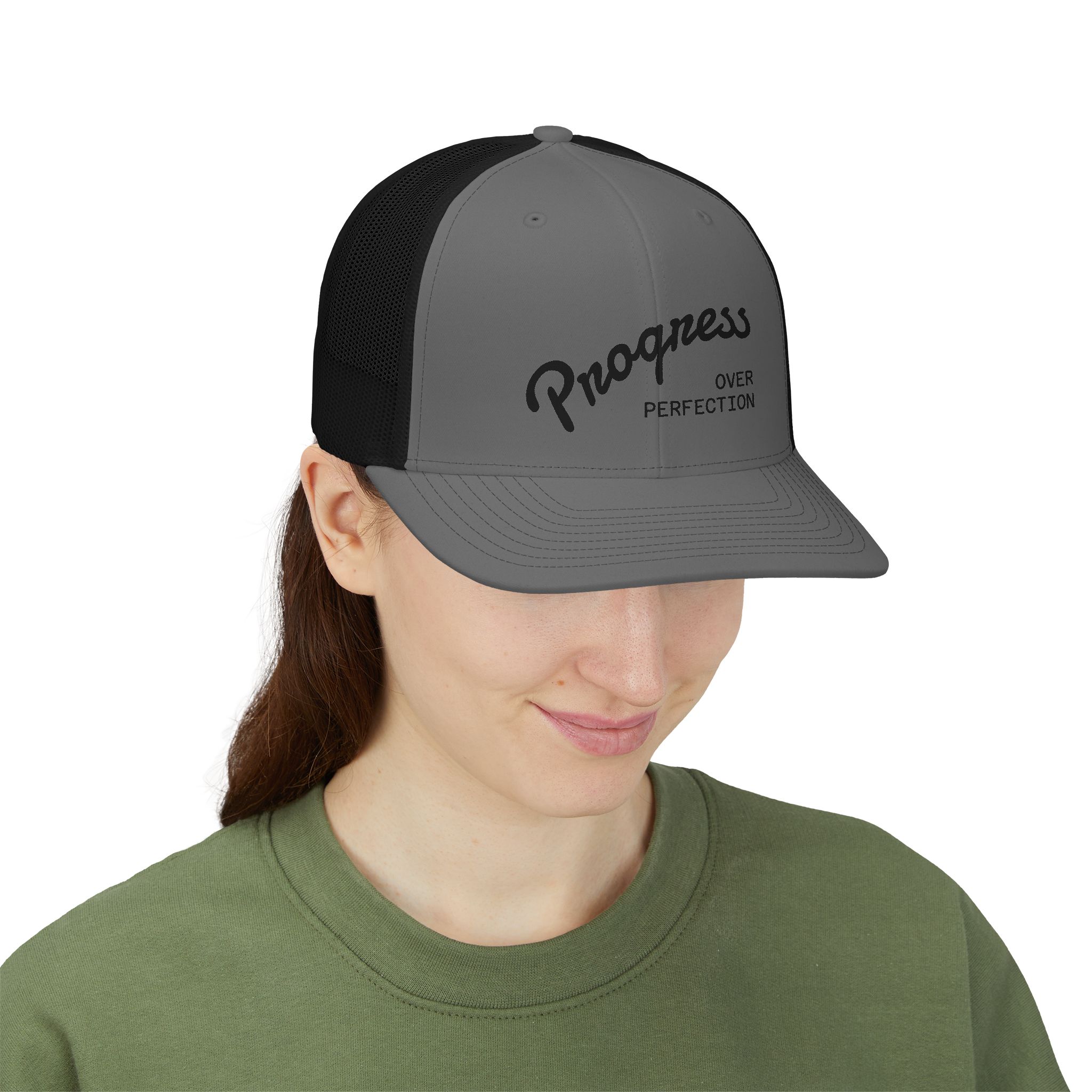Progress Over Perfection Unisex Trucker Cap | Minimalist Quiet Luxury Streetwear Hat - Image 20