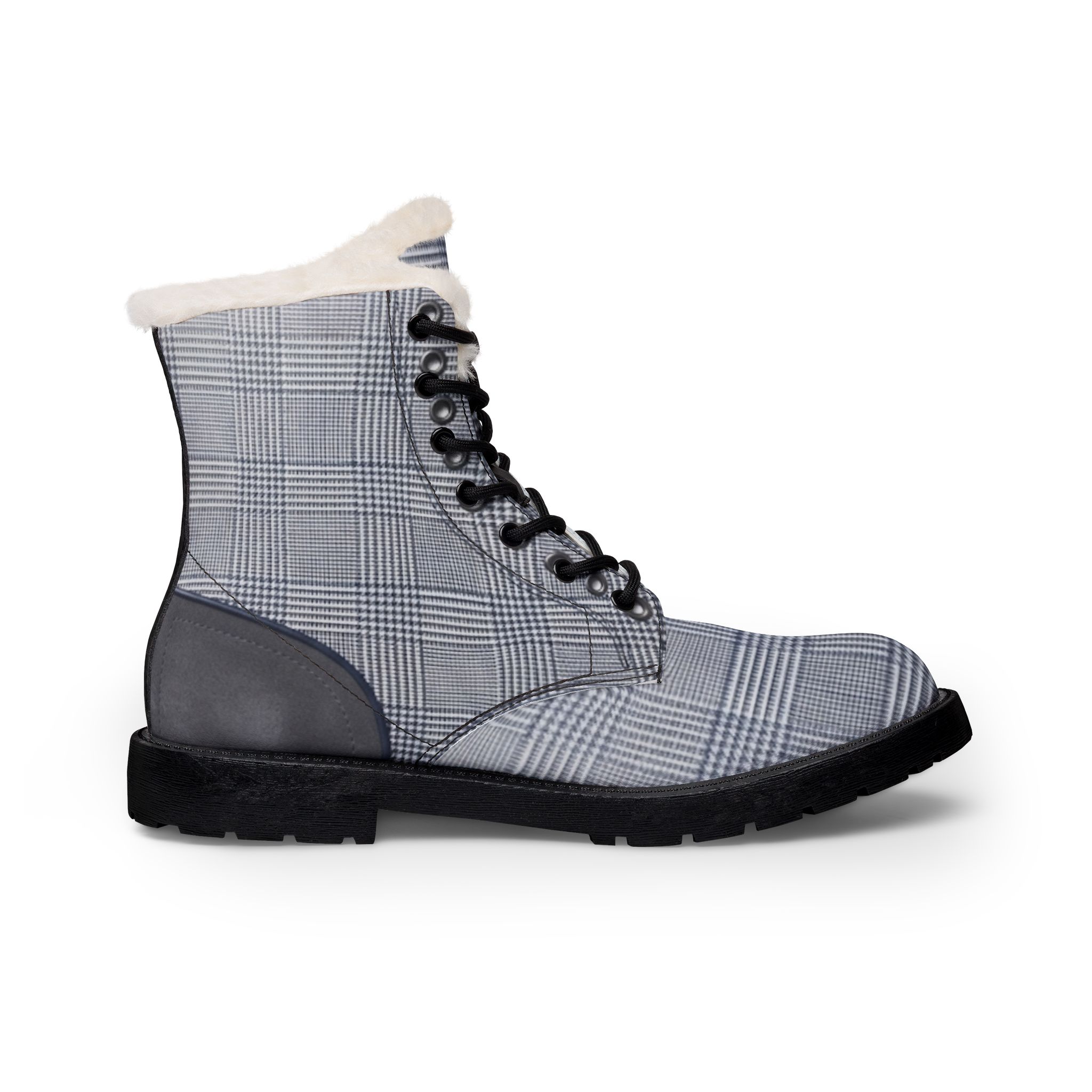 THE KENSIGTON COLLECTION | Men's Plaid Fur-Lined Leather Boots — Insulated Winter Lace-Up - Image 3