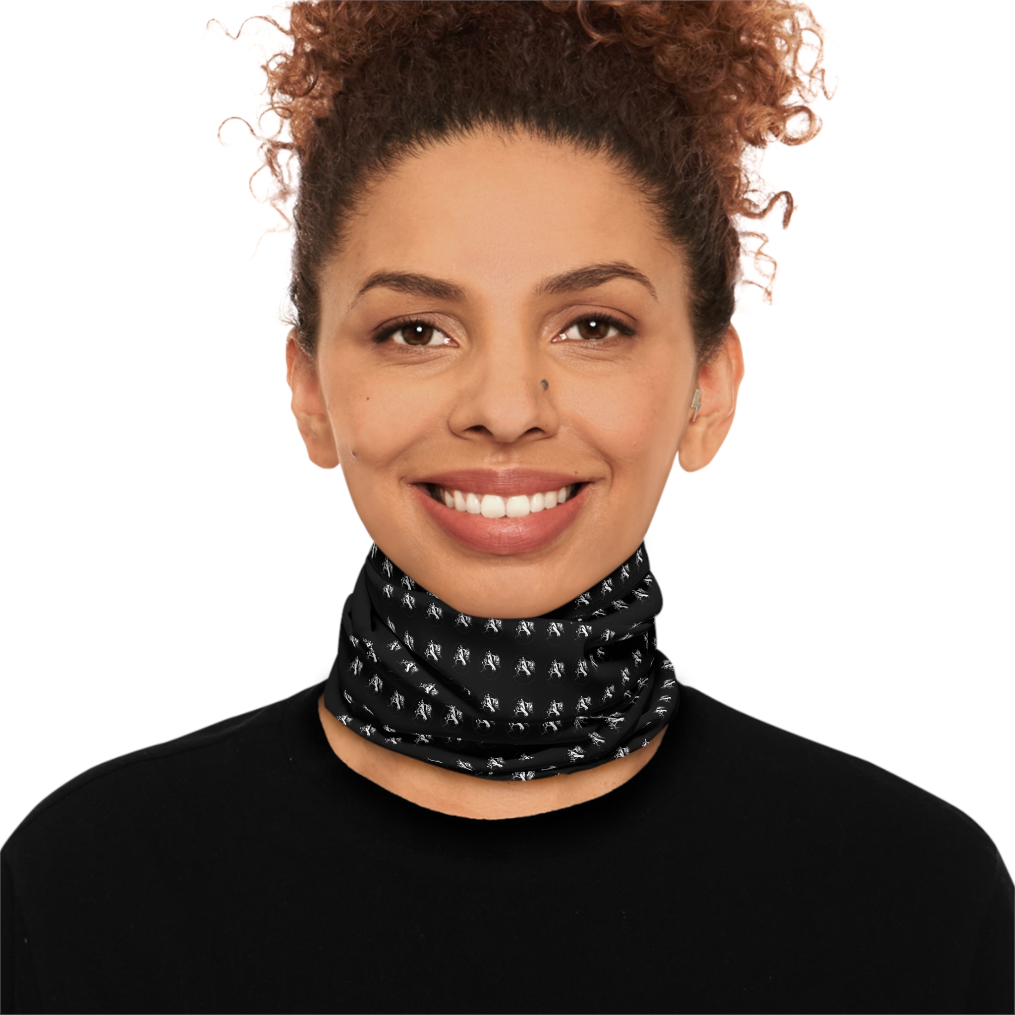 Winter Neck Gaiter with Drawstring – Black-and-White Archishop Matrix