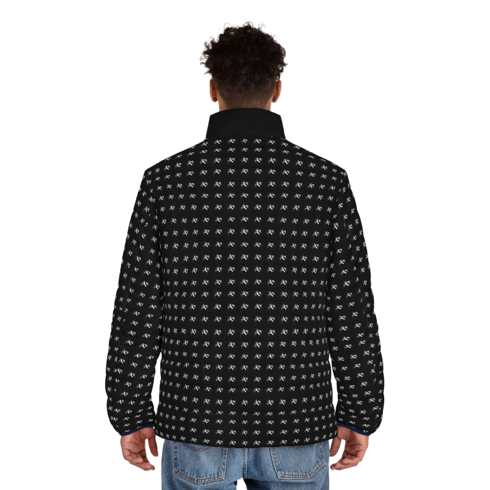 Men’s Black Puffer Jacket Archishop Matrix Evolution Asymmetrical Pattern - Image 10