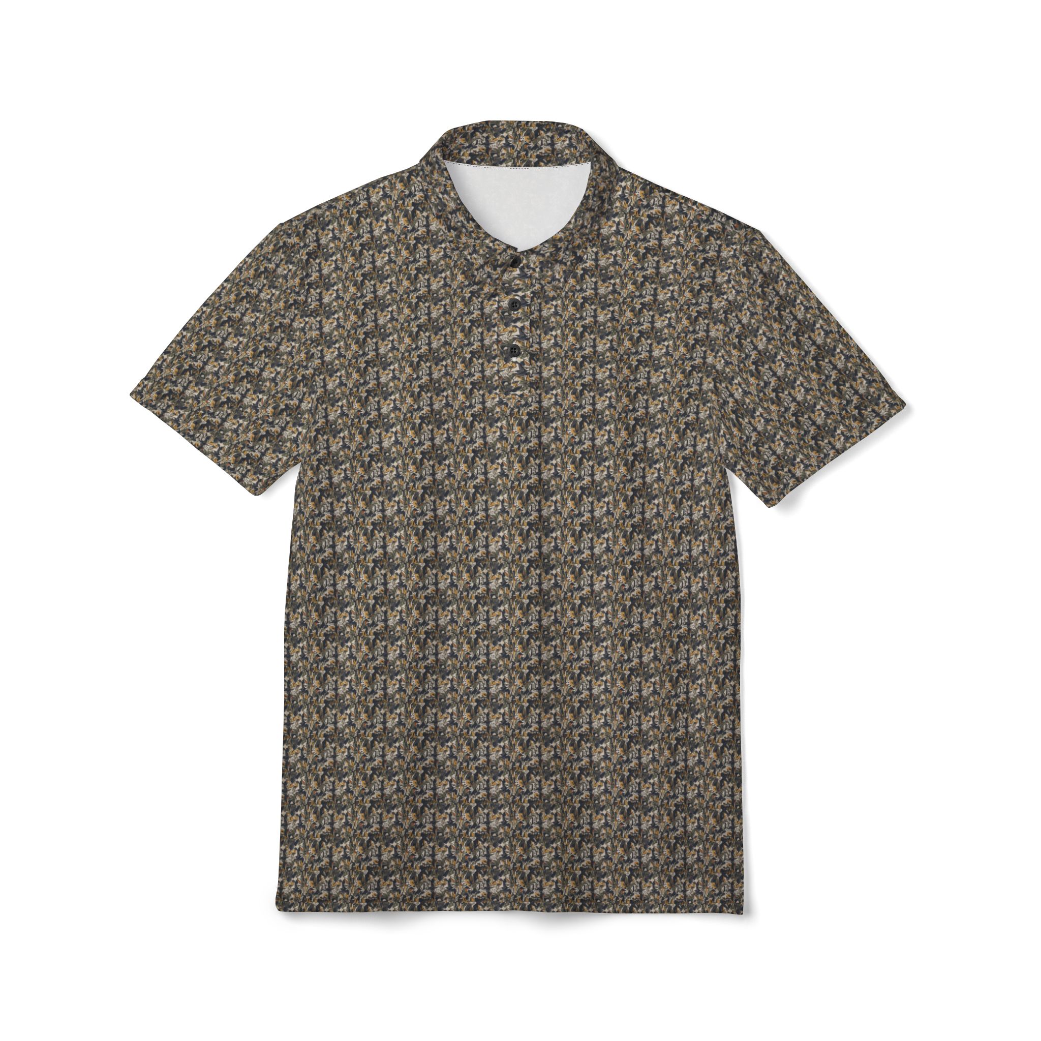 Archishop Brown Houndstooth Pattern Polo Shirt - Image 4