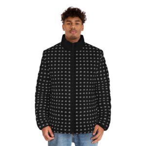 Men’s Black Puffer Jacket Archishop Matrix Evolution Asymmetrical Pattern
