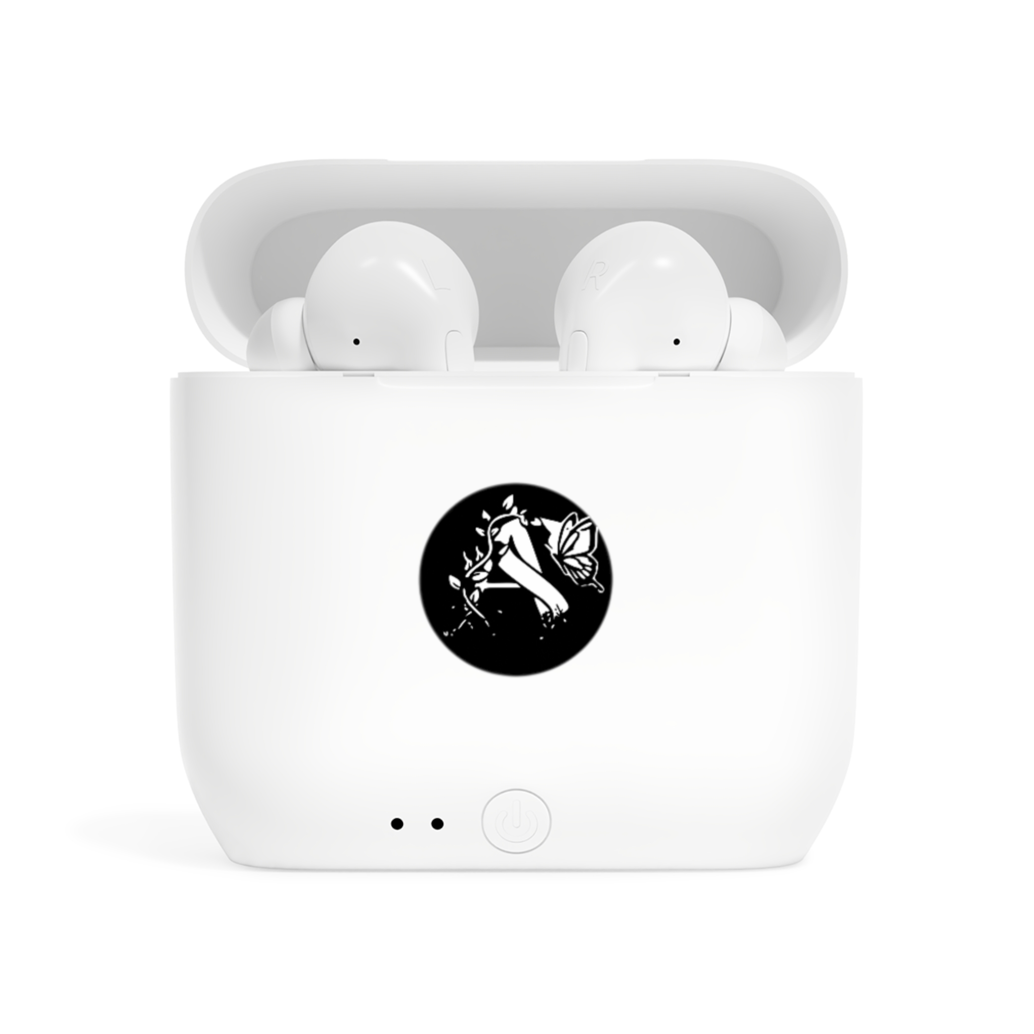 Wireless Earbuds Archishop design— Minimal Black Floral Logo Charging Case - Image 3