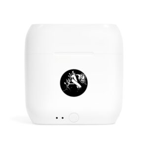 Wireless Earbuds Archishop design— Minimal Black Floral Logo Charging Case