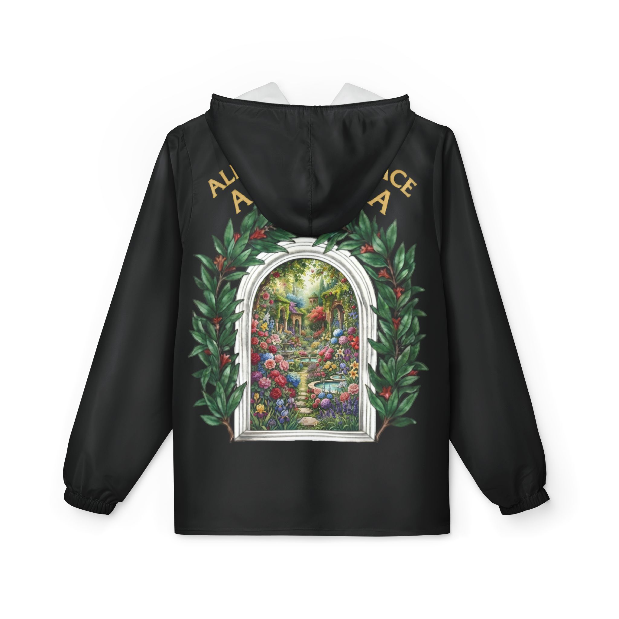 ALHAMBRA PALACE BLACK EDITION Garden Window Windbreaker Jacket — Floral Scenic - Image 4
