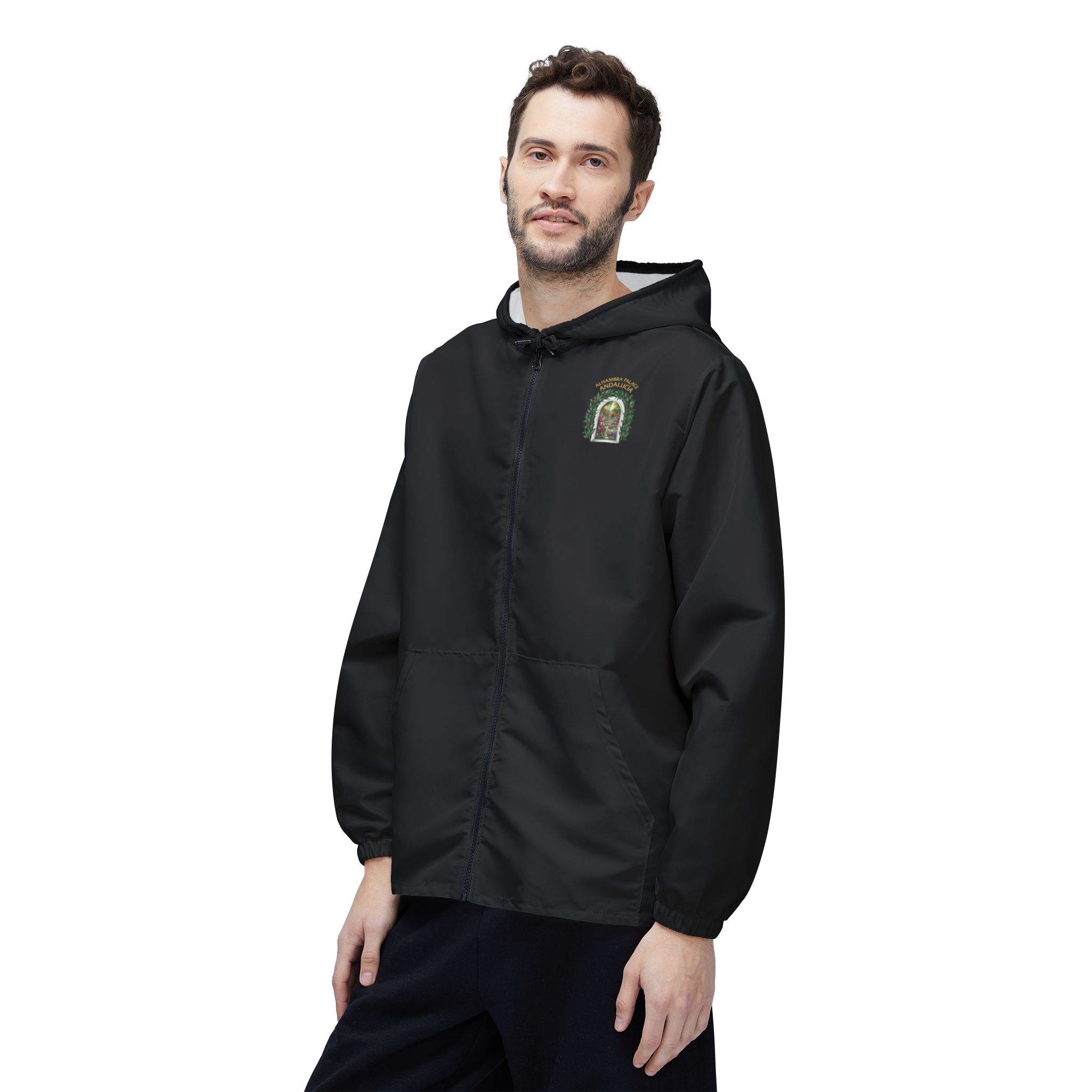 ALHAMBRA PALACE BLACK EDITION Garden Window Windbreaker Jacket — Floral Scenic